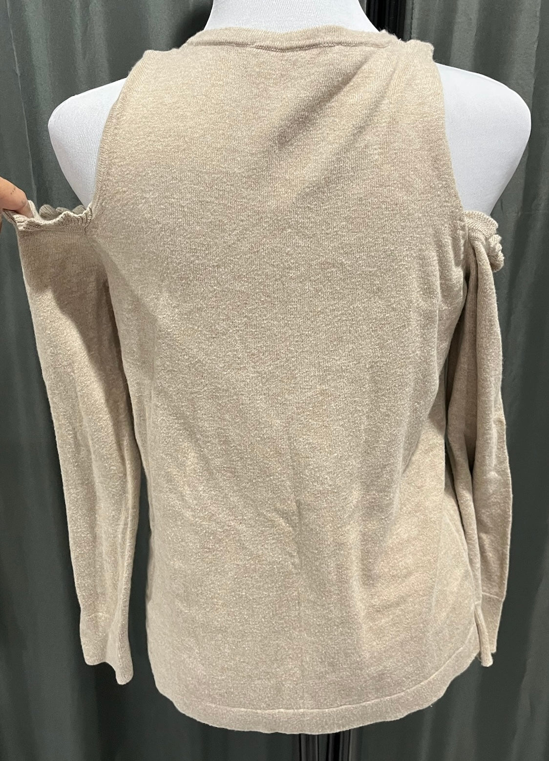 Beige Peek-A-Boo Long Sleeve Shirt image 1