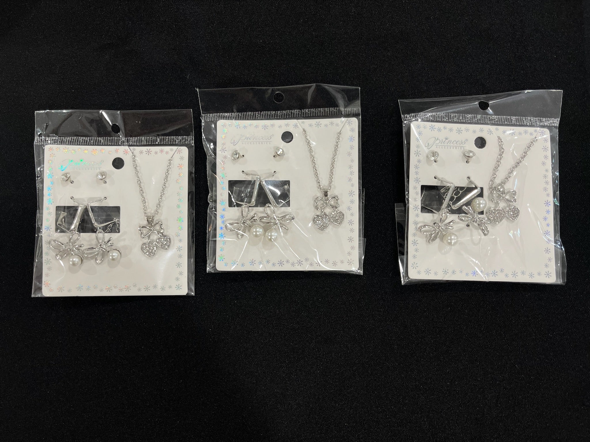 4 Piece Silver Jewelry Set; 3 Earrings, 1 Necklace image 2