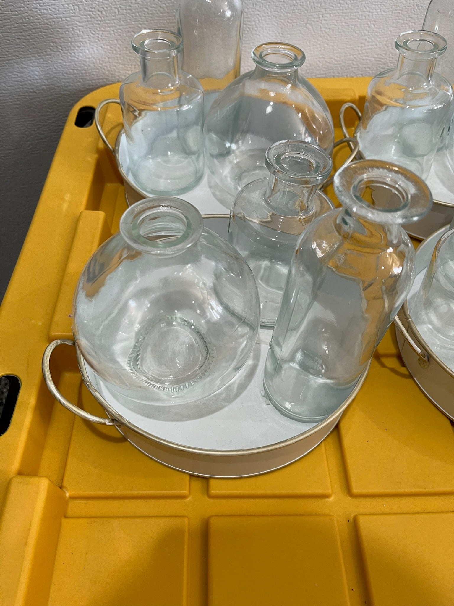 4 Set; 3 Glass Vases & 1 Tray image 2