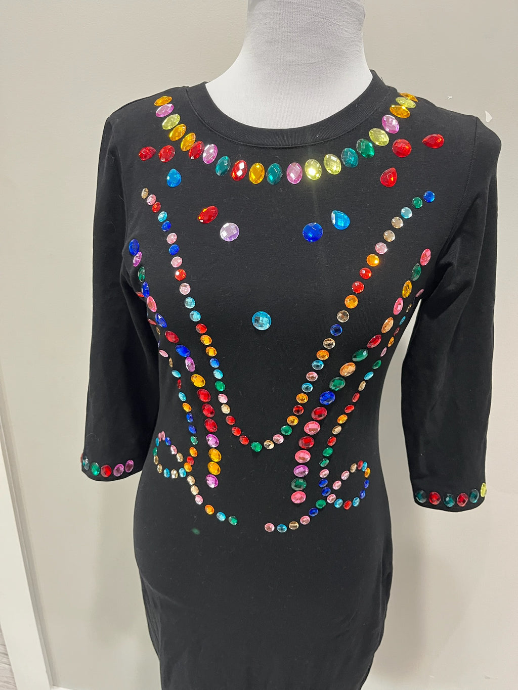 Women’s Black Dress With Colorful Gems image 2