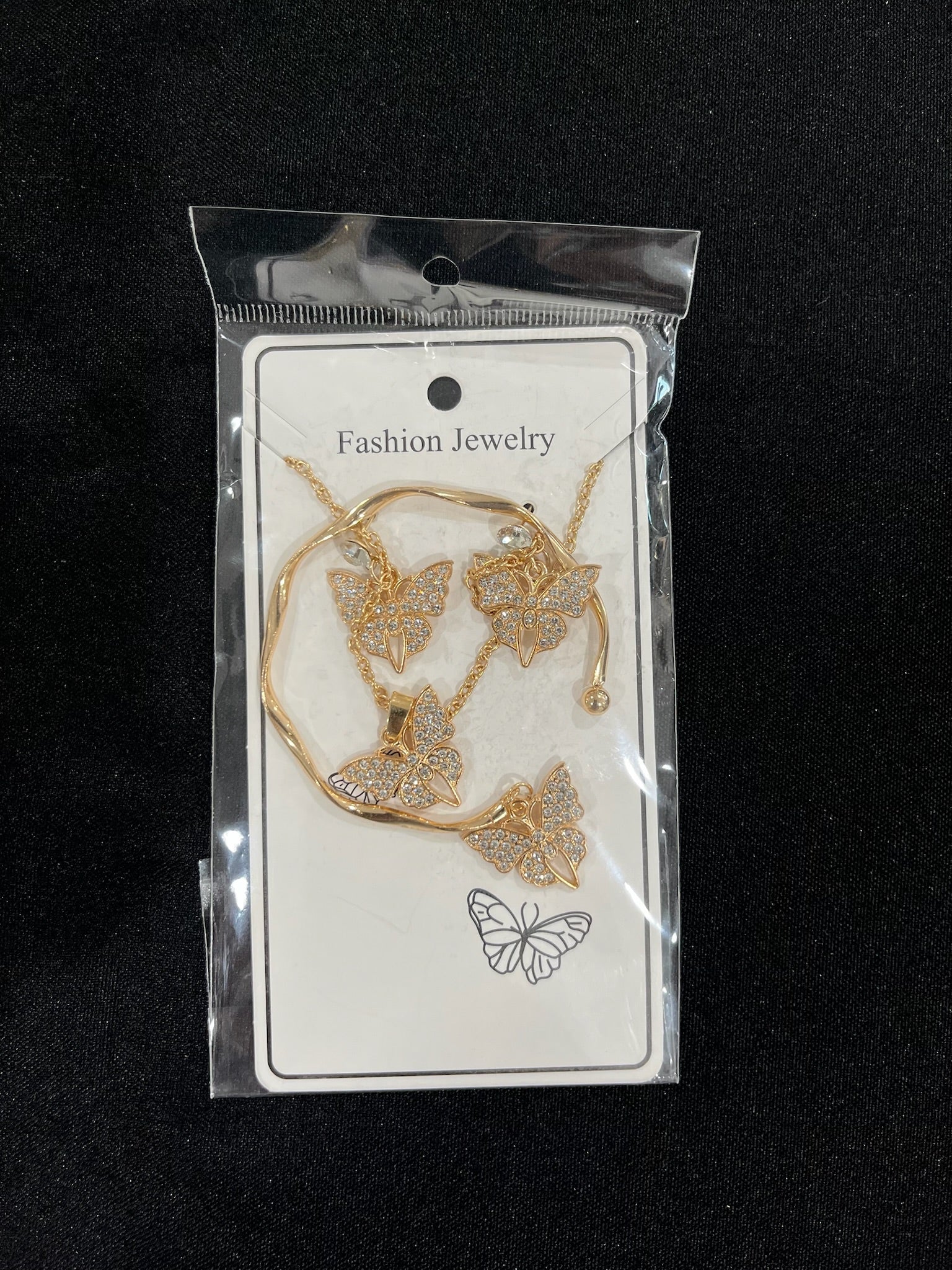 3 Piece Butterfly Jewelry Set; Earrings, Necklace & Bangle image 0