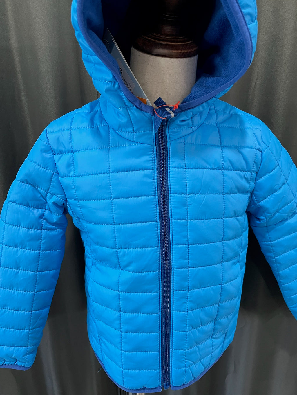 Boys Blue Fleece Lined Zip Up Jacket With Hoodie image 1