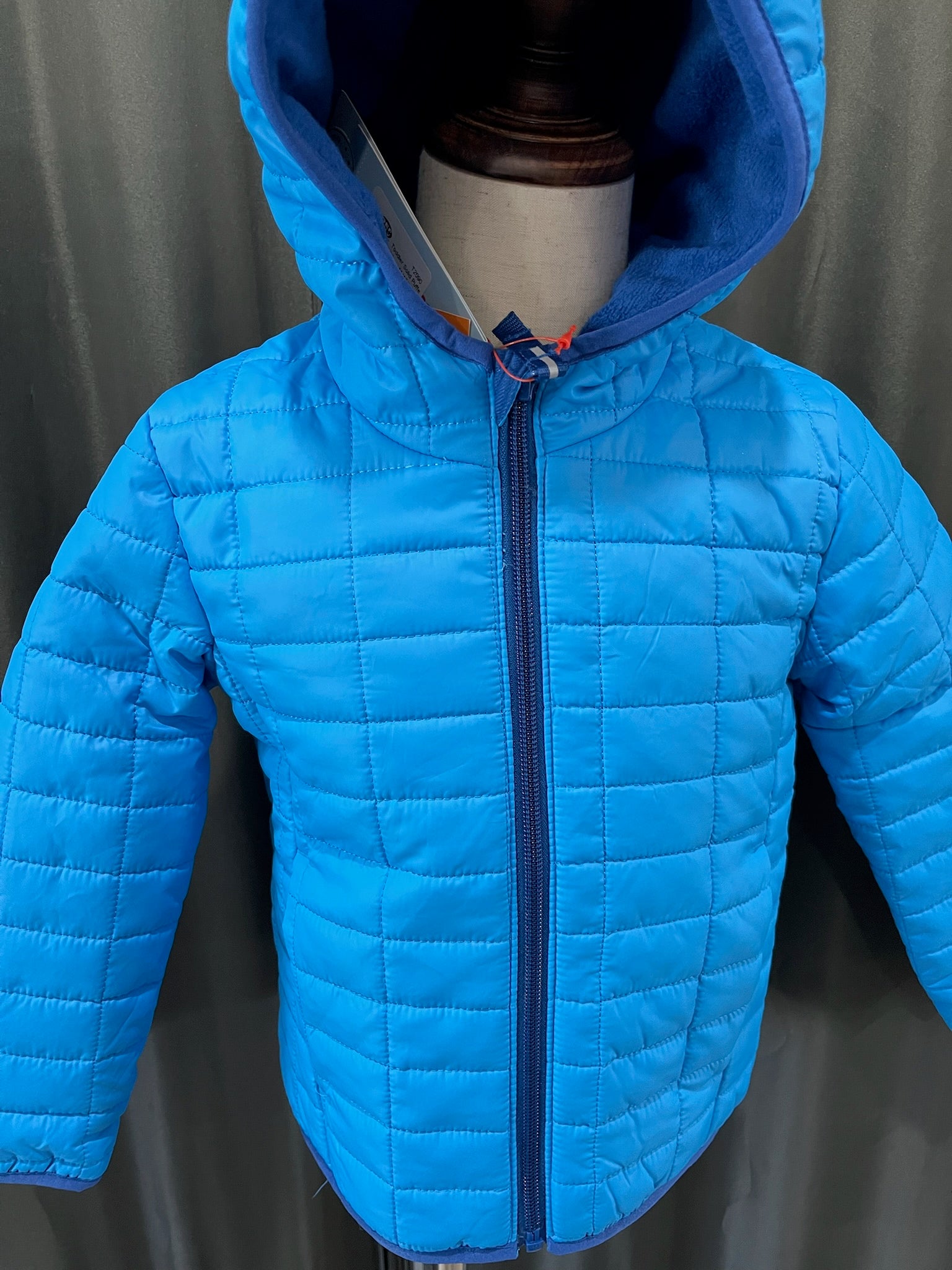 Boys Blue Fleece Lined Zip Up Jacket With Hoodie image 1