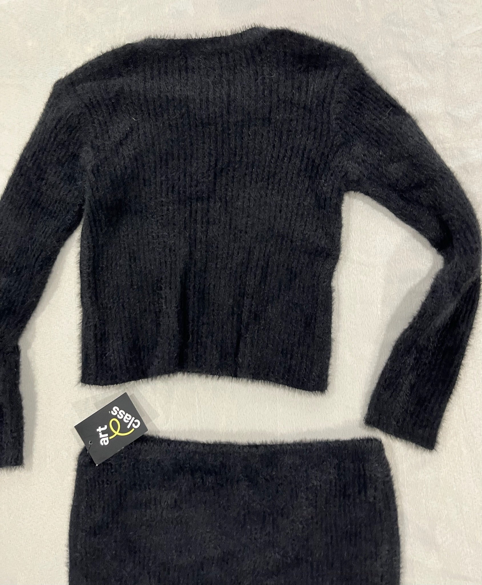 Girls Two Piece Black Fuzzy Set image 1