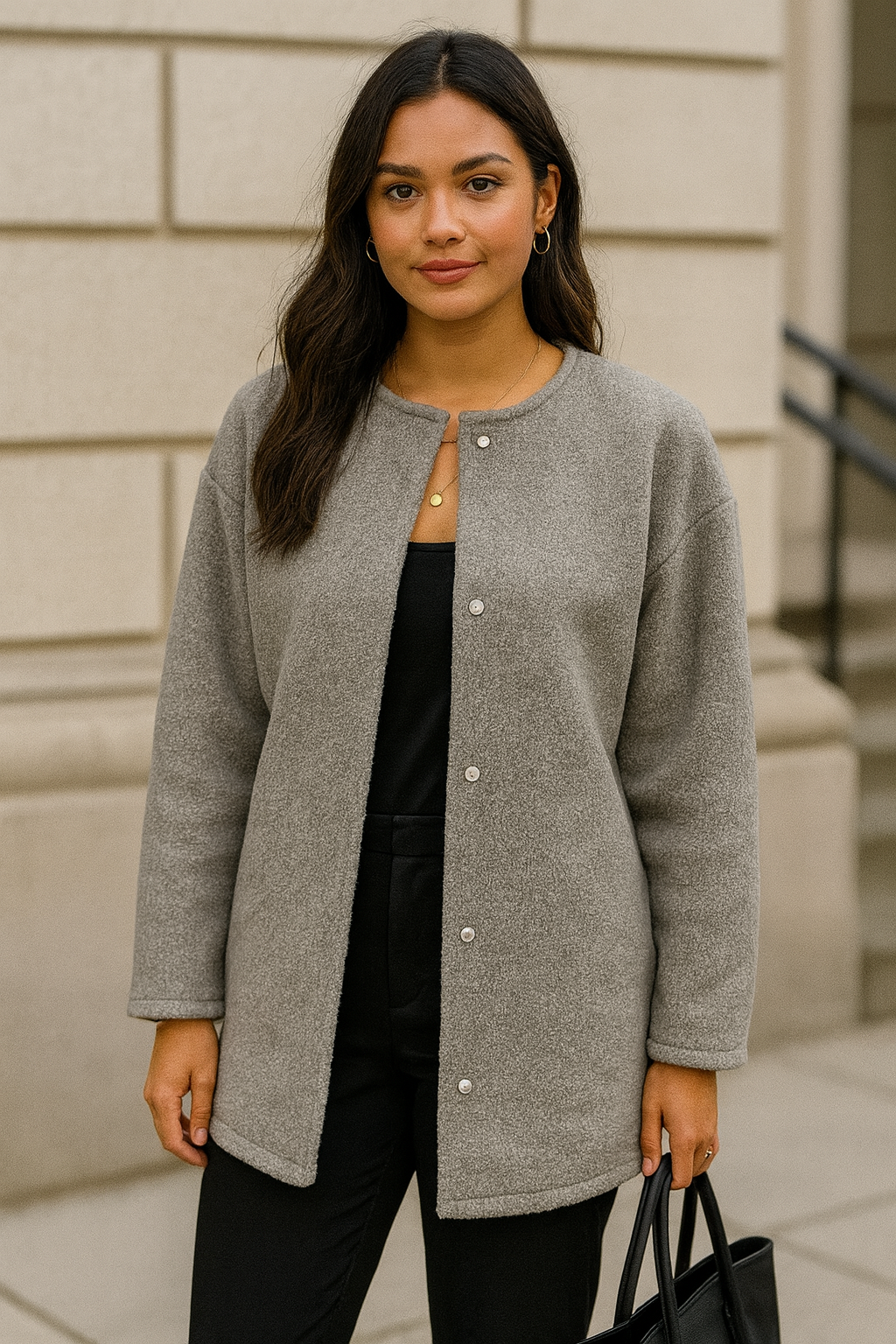 Women’s Grey Button Up Sweater