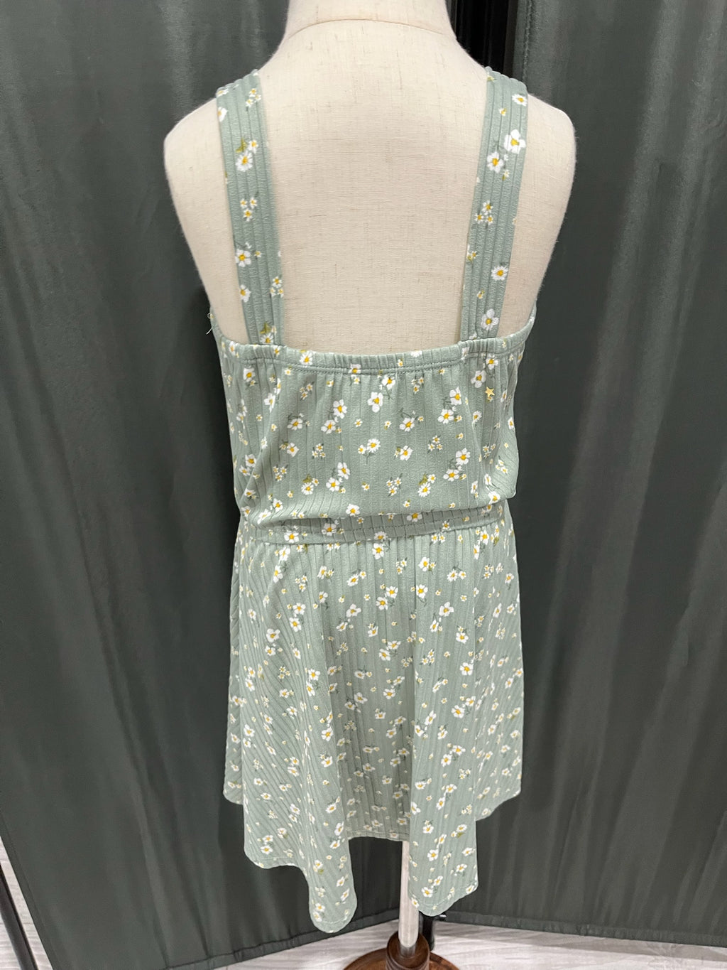 Girls Green Floral Dress image 2