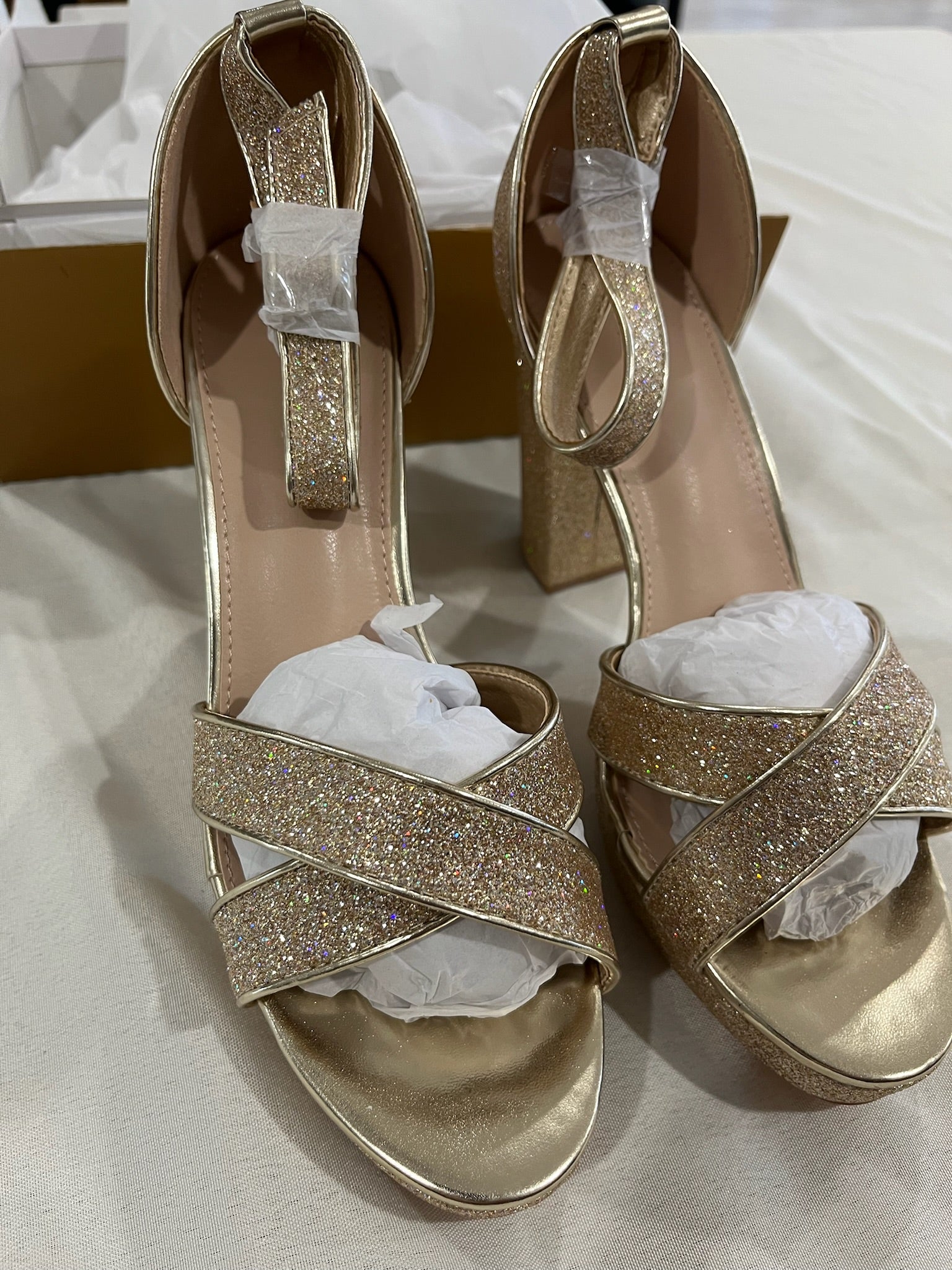 Women’s Gold Glittery Heels image 1