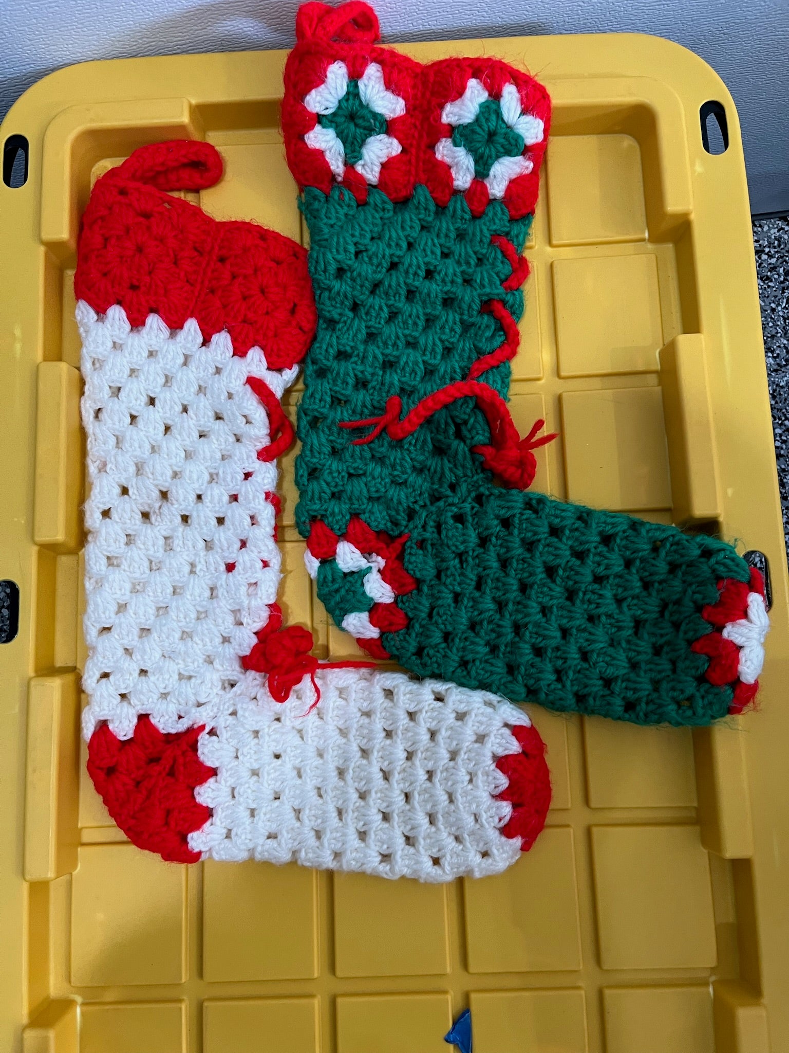 2 Vintage Crotchet Christmas Stockings image 0