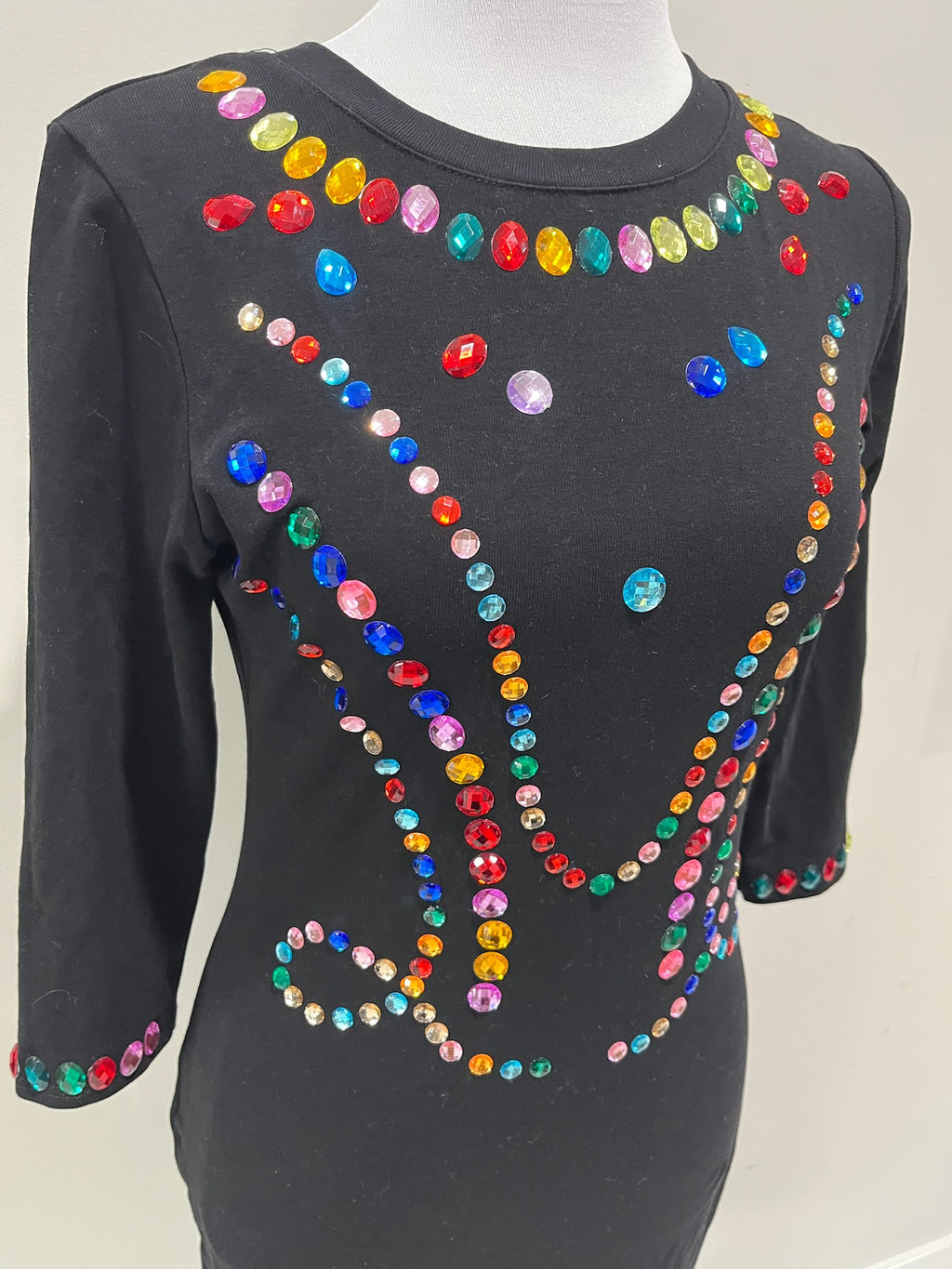 Women’s Black Dress With Colorful Gems image 1