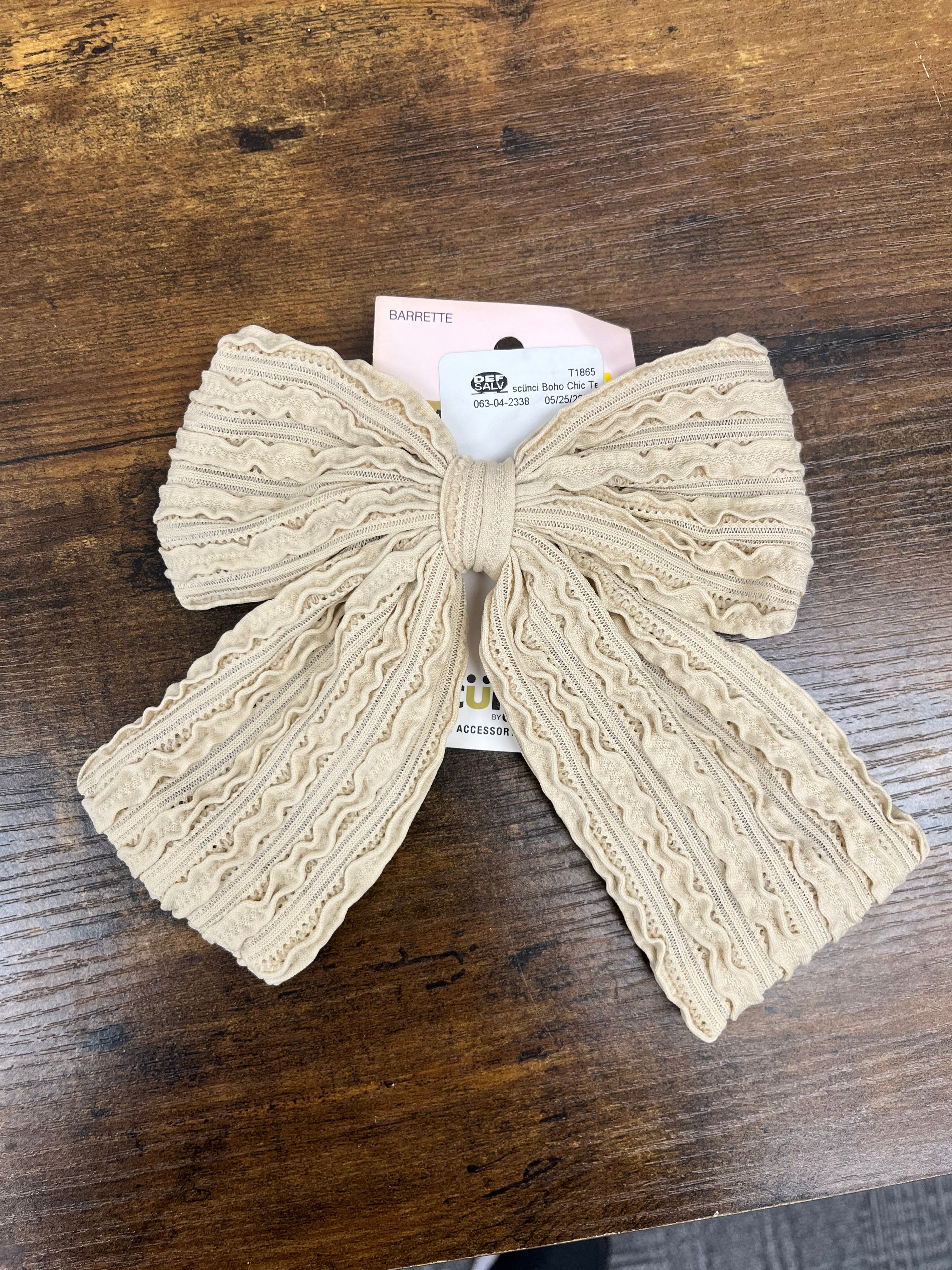 New Beige Barrette Bow Clip