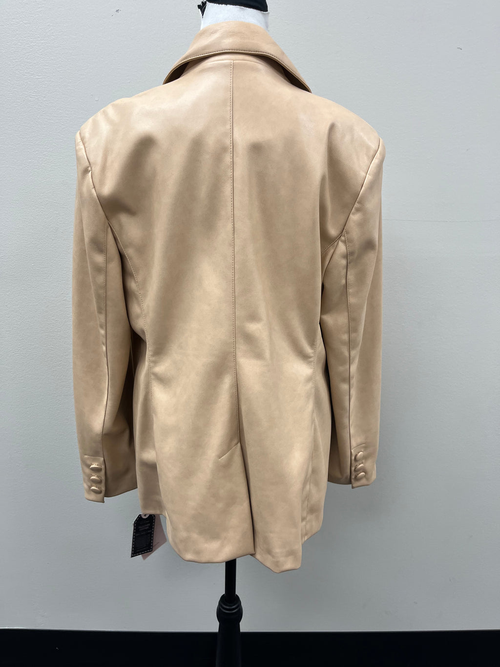 New Women’s Beige Faux-Ever Leather Jacket