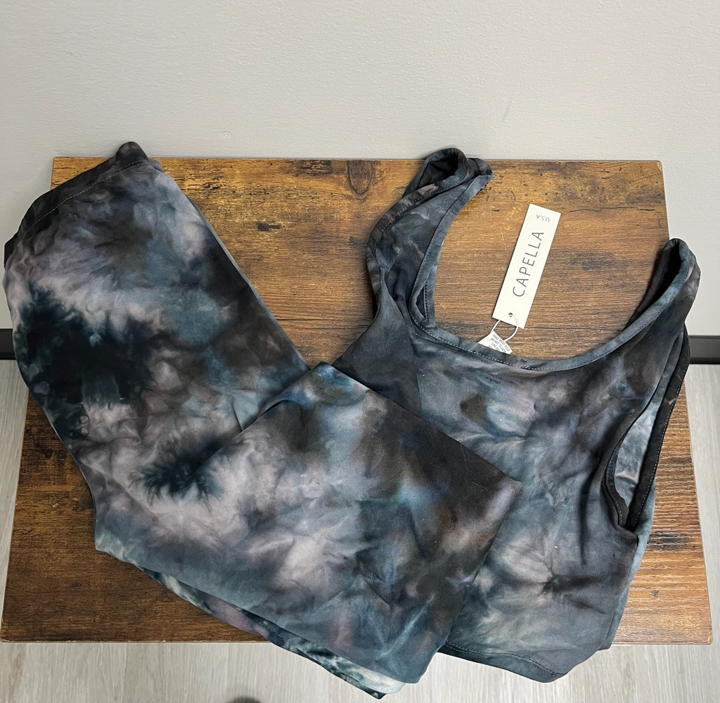 Women’s Two Piece Tie Dye Crop Top & Legging Set