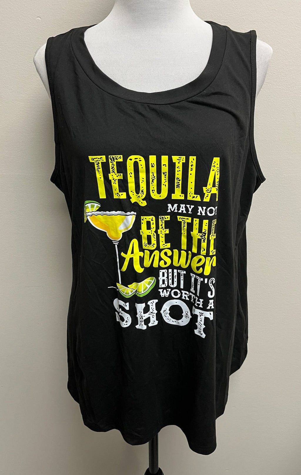 Women’s “Tequila May Not Be The Answer But It’s Worth A Shot” Black Tank Top