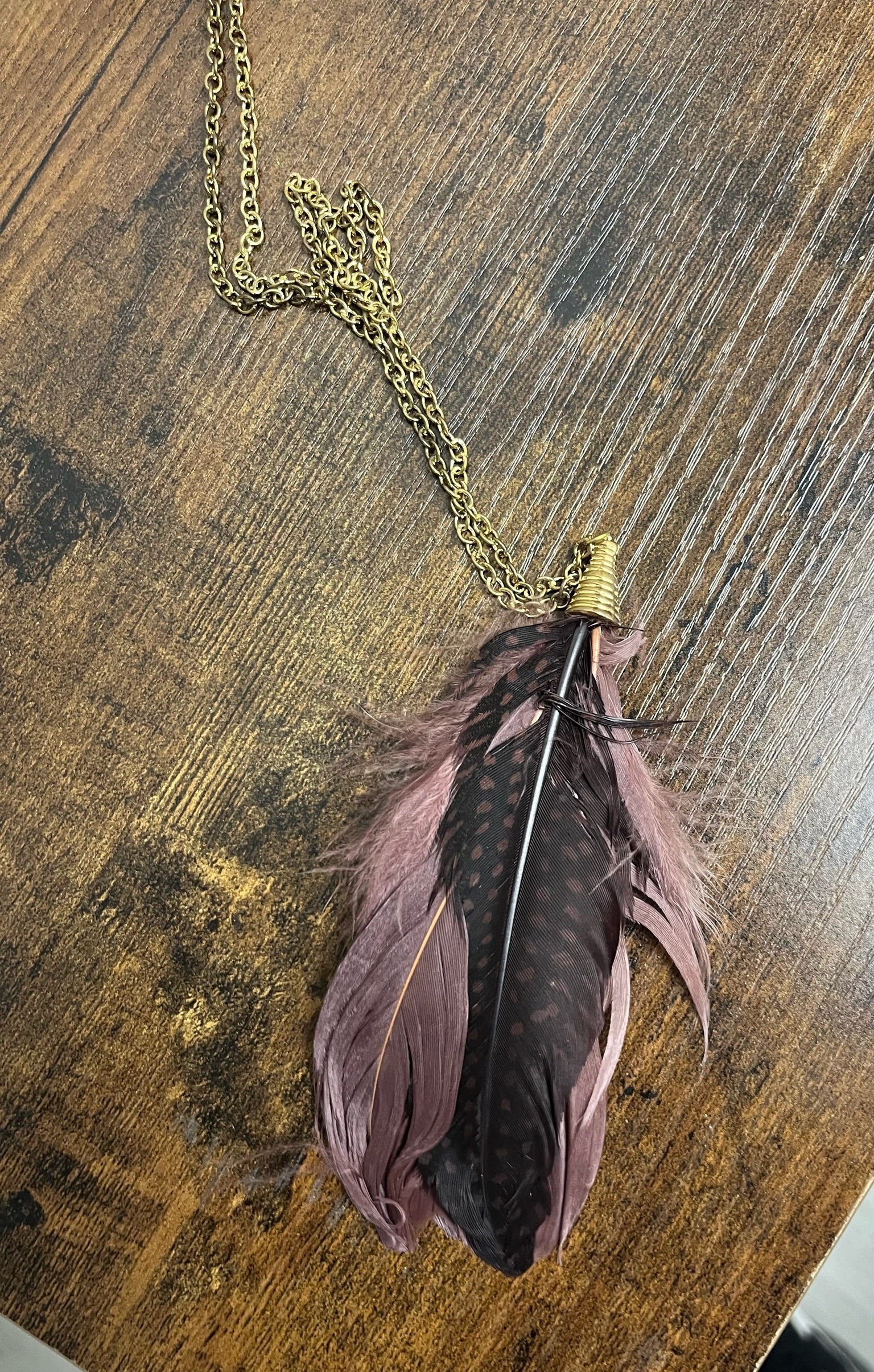 New Brown Feather Necklace