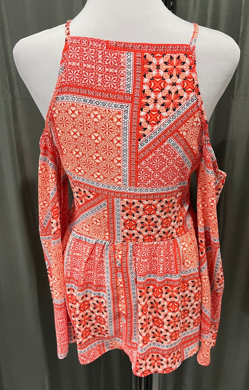 Women’s Orange Boho Peek A Boo Shoulder Top image 3