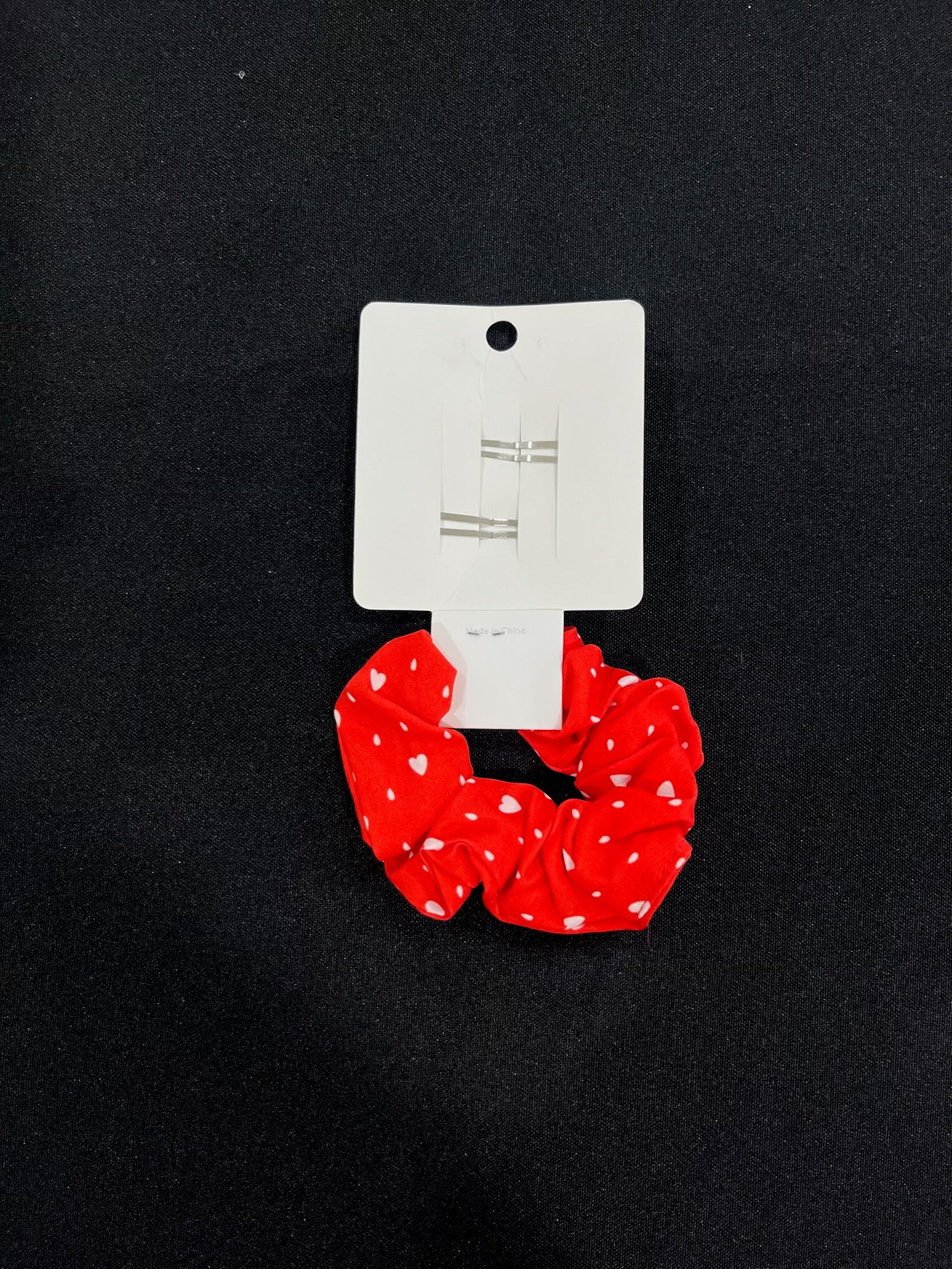3 Piece Red Heart Clips & Scrunchie Set image 1