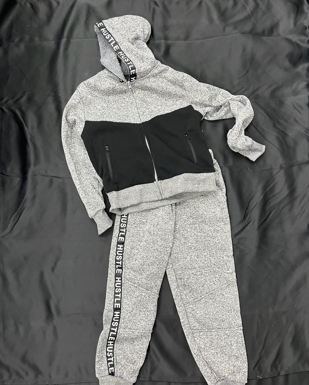 Two Piece Grey Hustle Sweatsuit