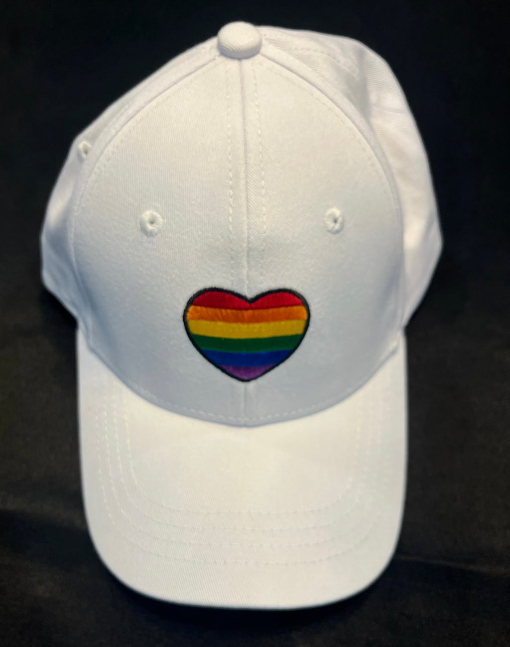 Unisex White Rainbow Heart Hat image 0