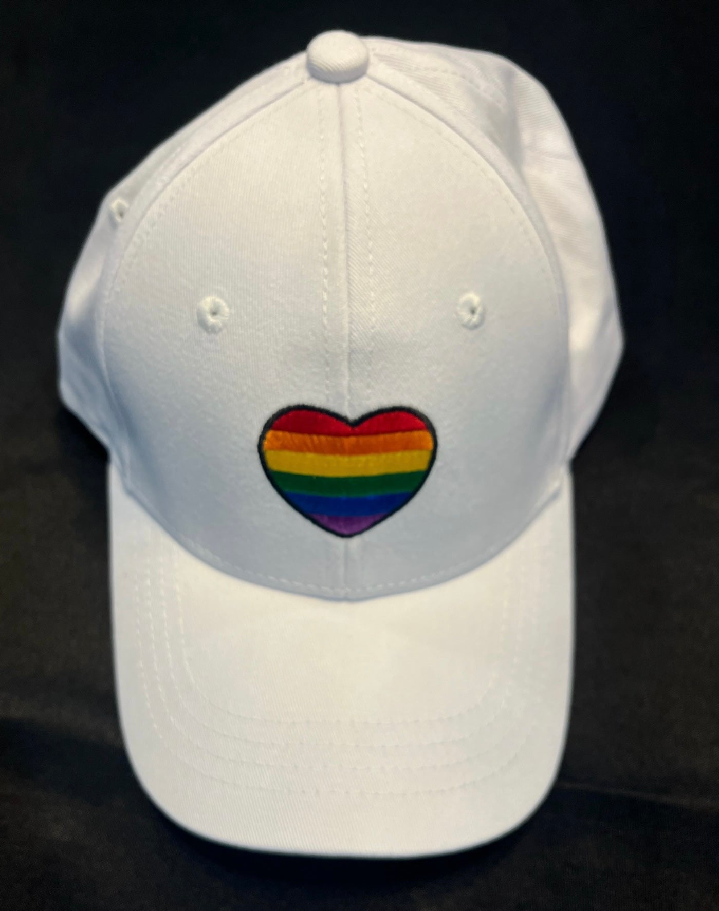 Unisex White Rainbow Heart Hat image 0