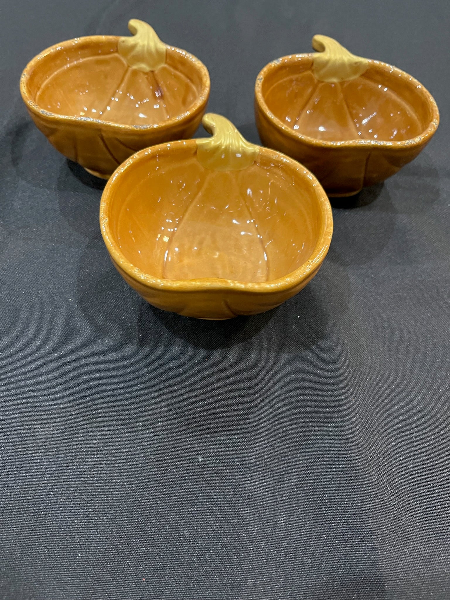 3 Piece Pumpkin Shaped Bowls Dishes image 1