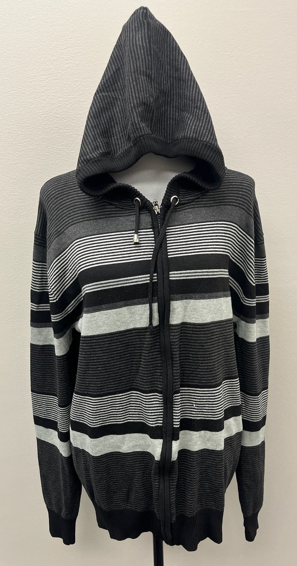 Unisex Striped Zip Up Hoodie Sweater