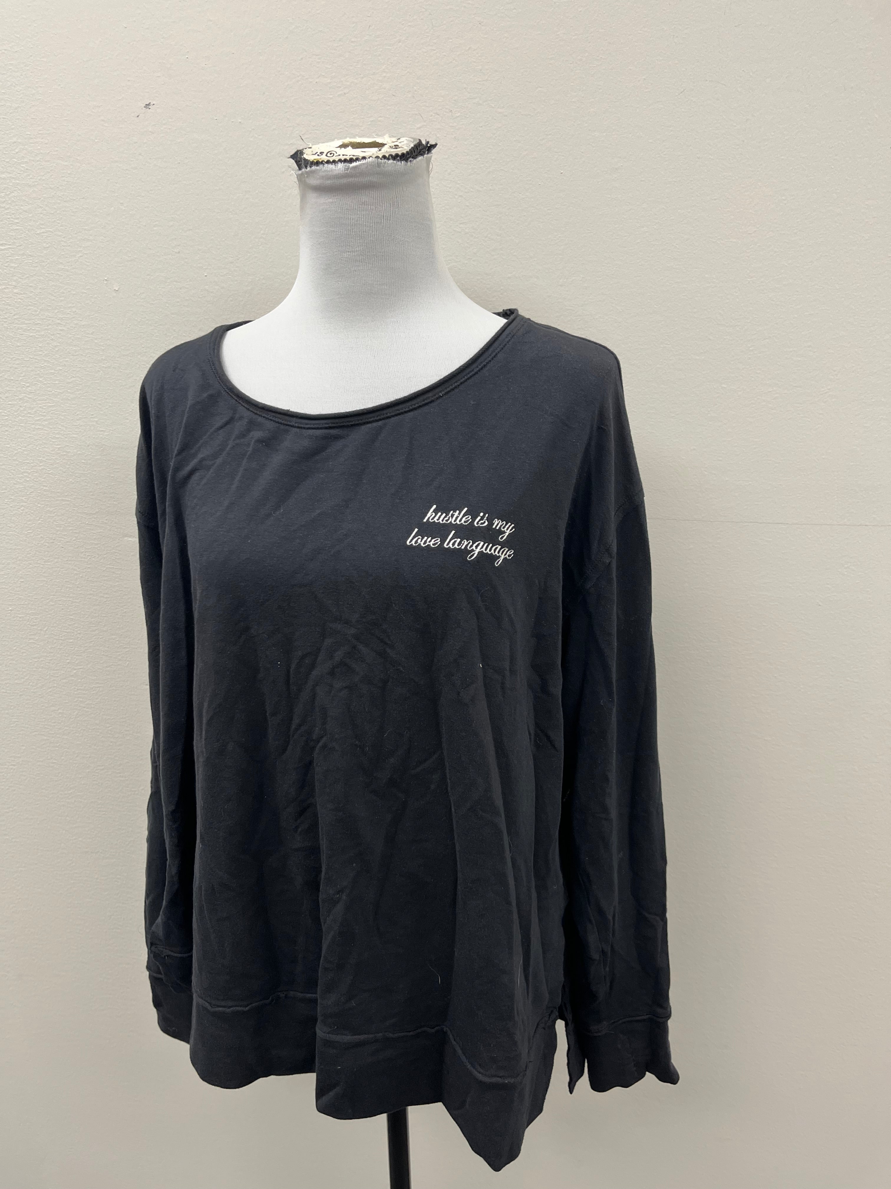 Used Women’s Black Hustle is my Love Language Long Sleeve Shirt