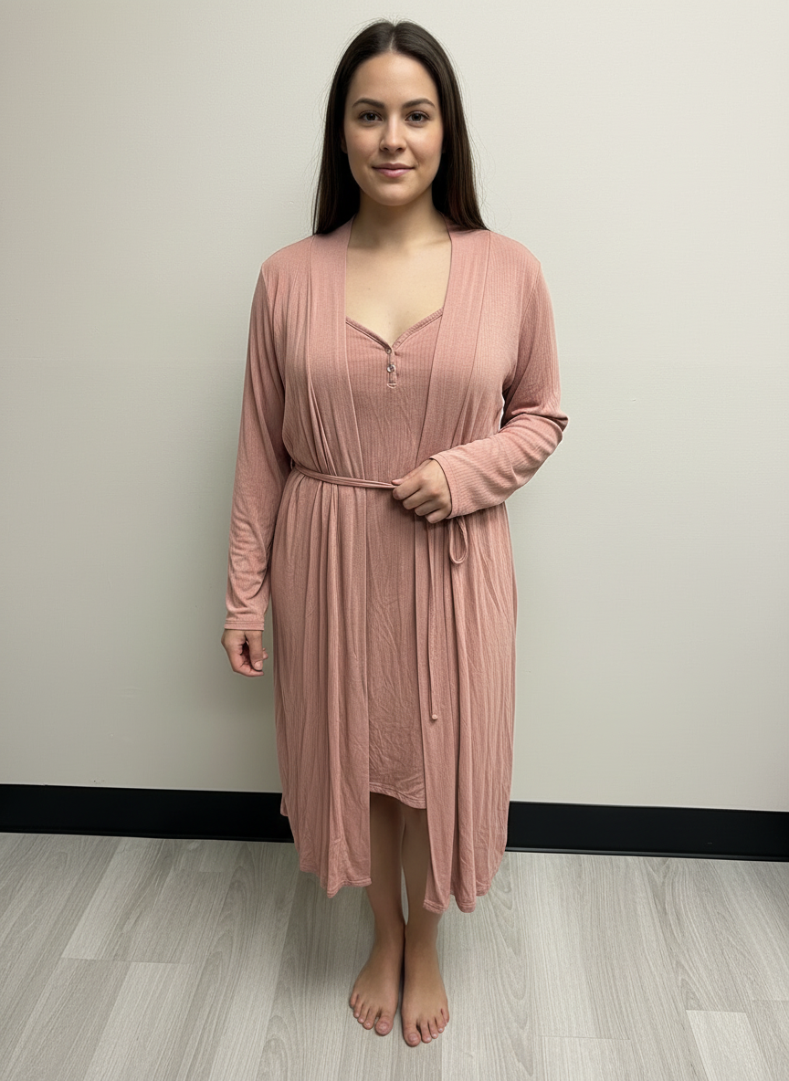 Two Piece Woman’s Pink Blush Robe Set