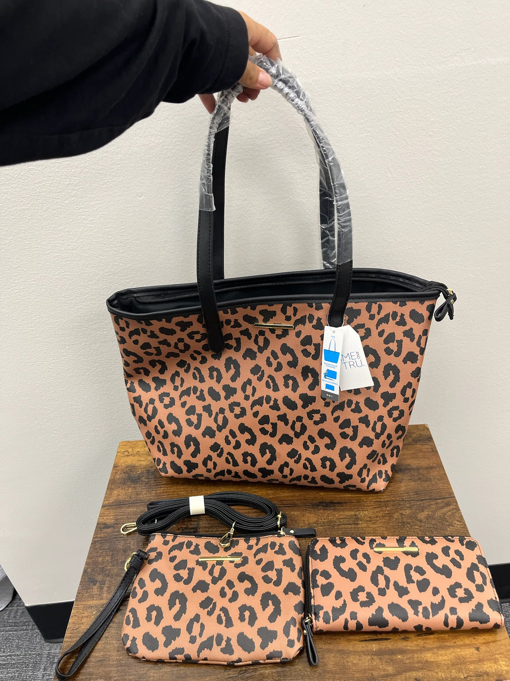 New 3 in 1 Leopard Tote Purse, Wallet & Small Purse