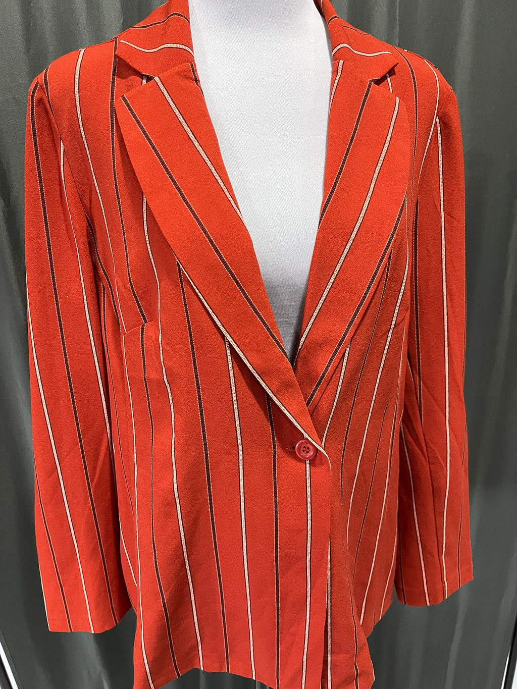 Women’s Red Striped Suit Jacket image 1