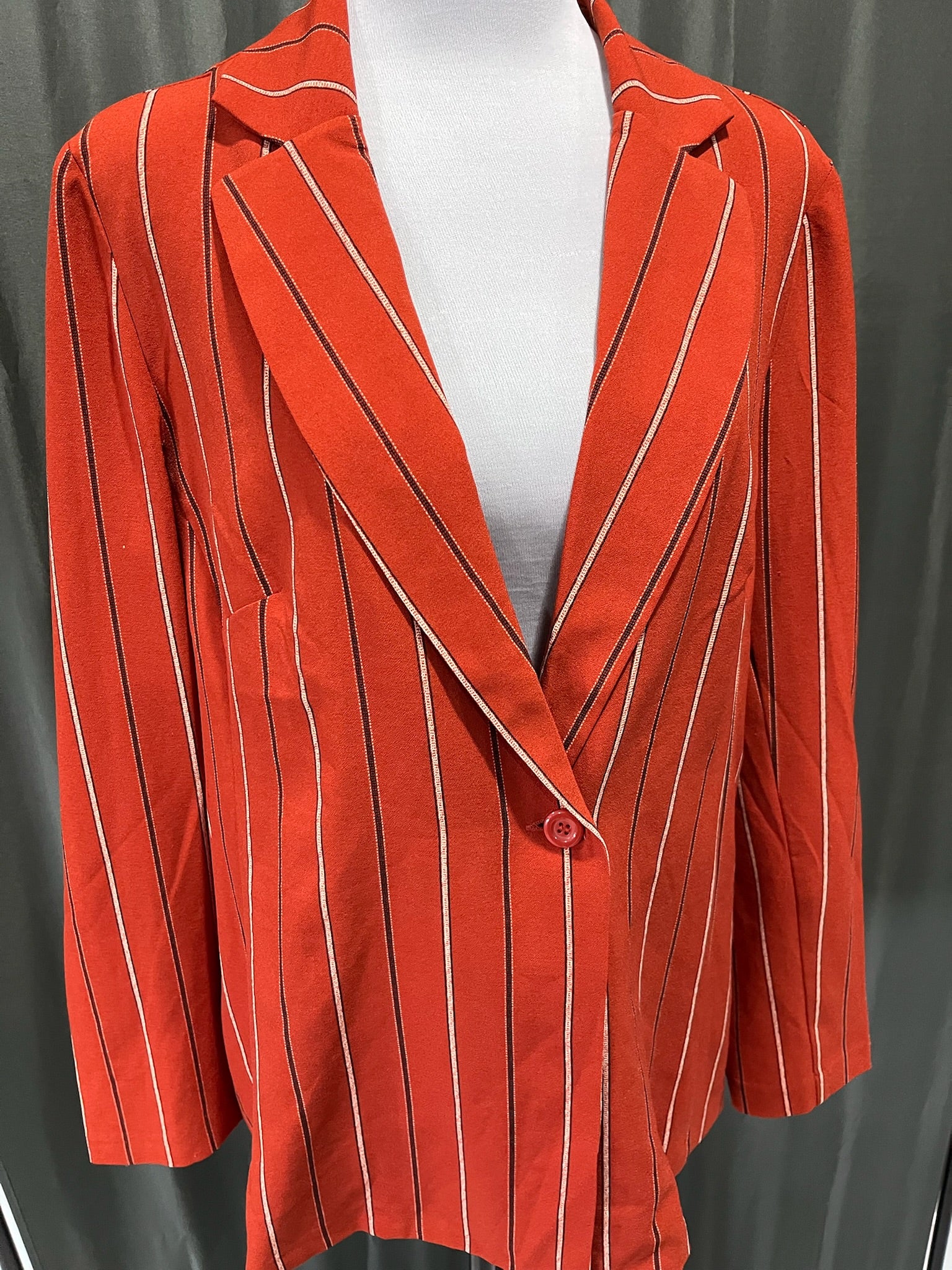 Women’s Red Striped Suit Jacket image 1