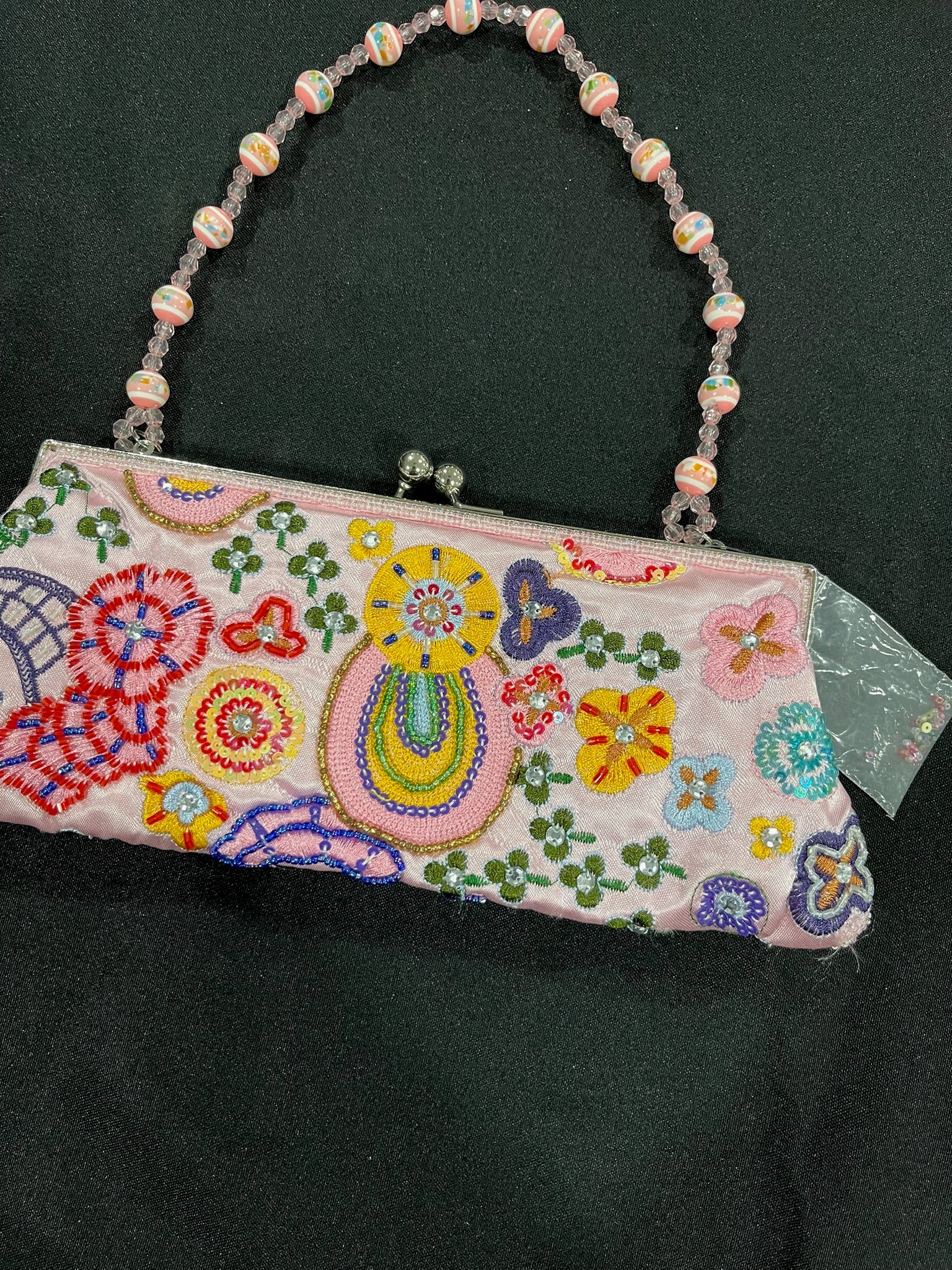Vintage Small Pink Beaded Purse image 1