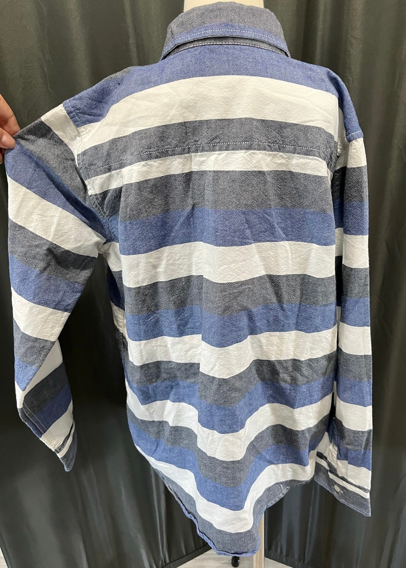 Boys Blue Striped Button Up Shirt image 2
