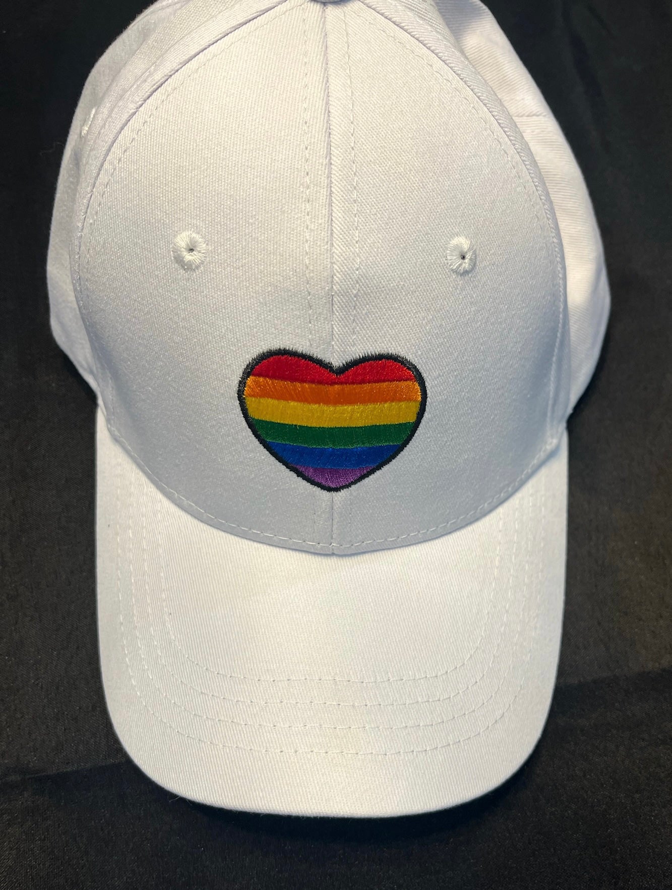 Unisex White Rainbow Heart Hat image 3
