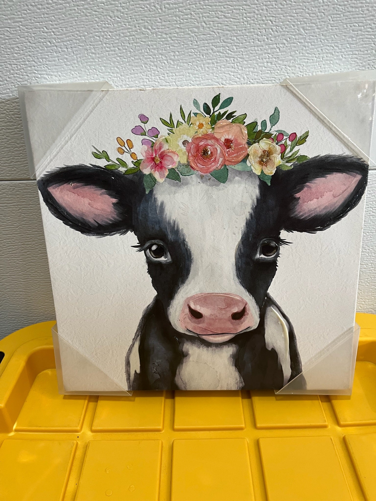 Cow With Floral Crown Canvas image 0