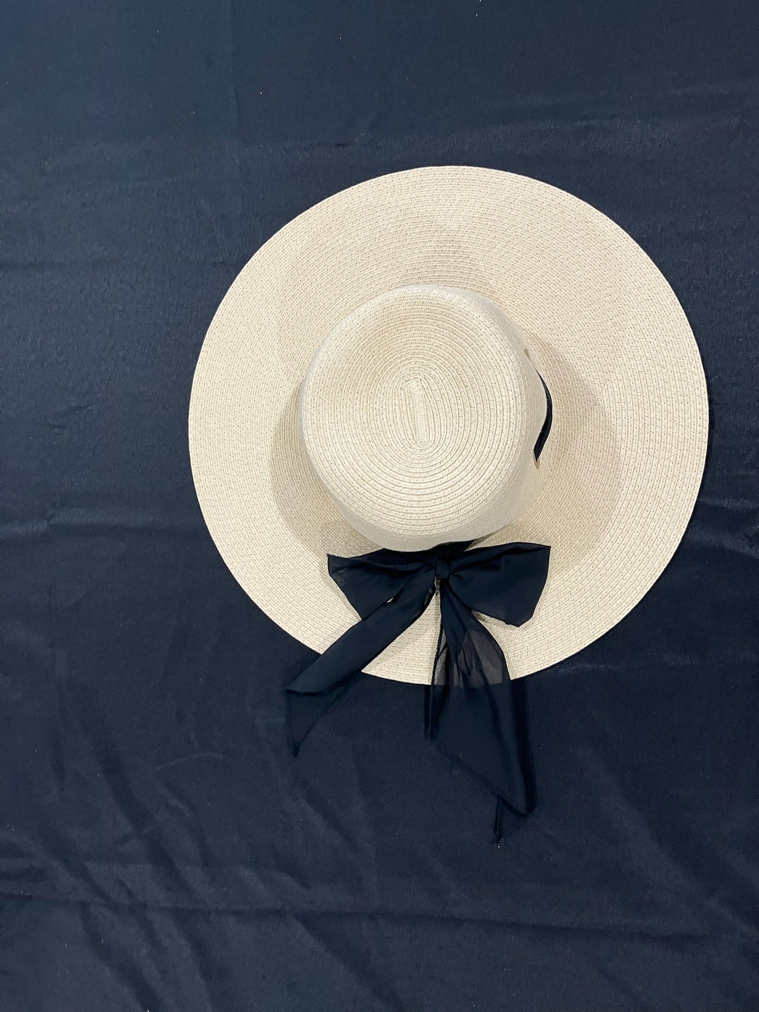 Beige Hat With Black Ribbon image 1