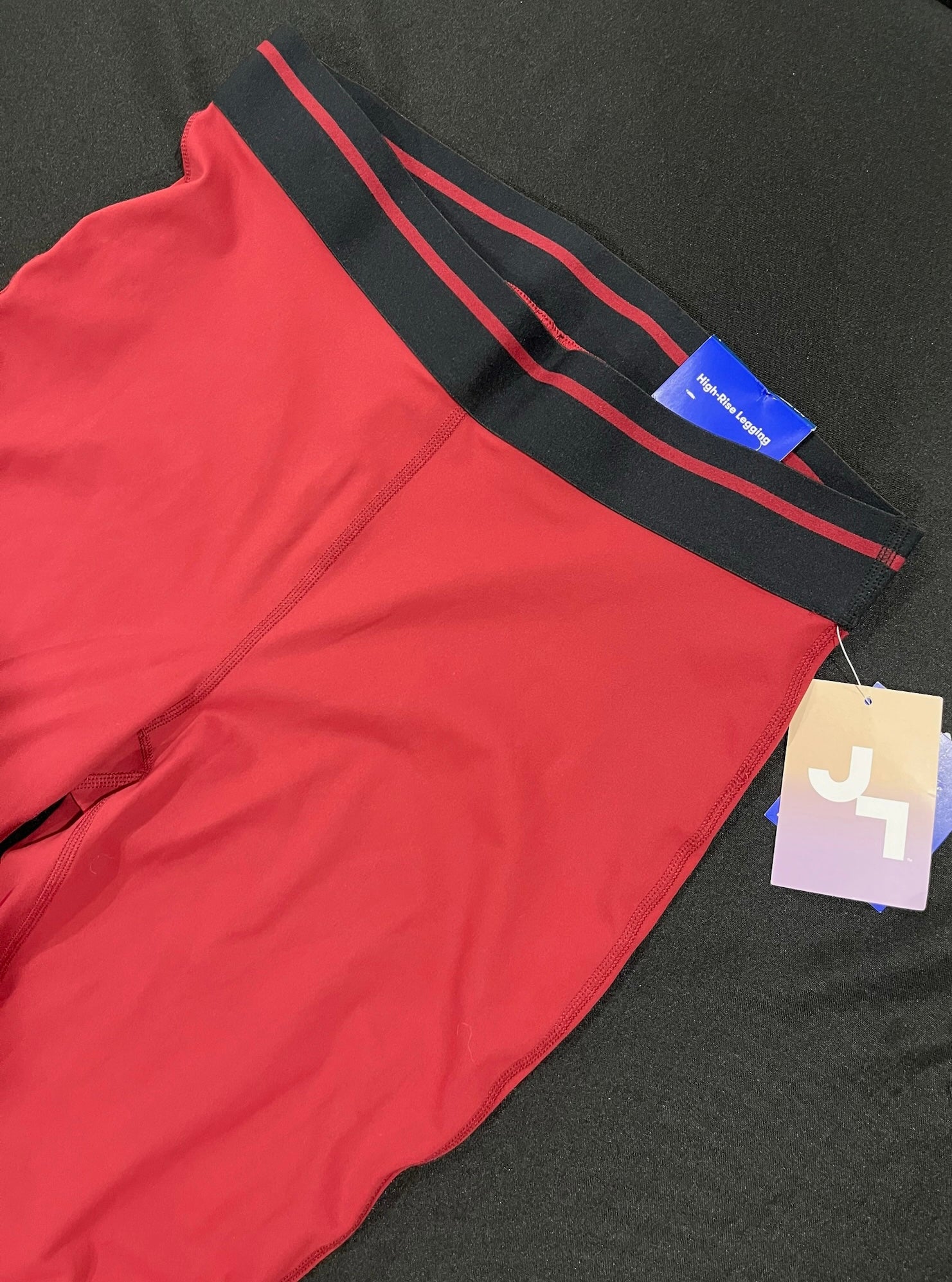 Red High Rise Workout Pants image 2