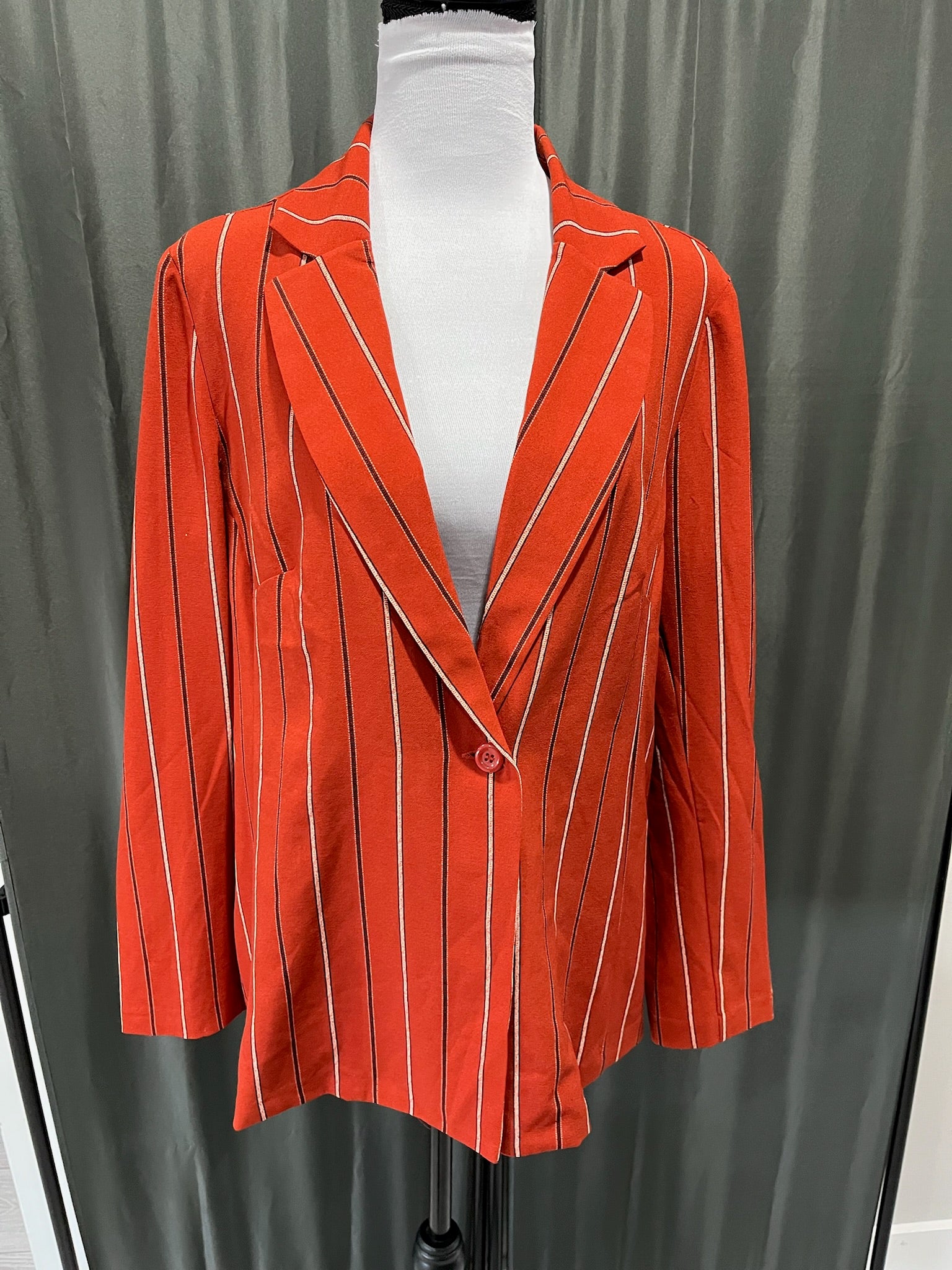 Women’s Red Striped Suit Jacket image 0