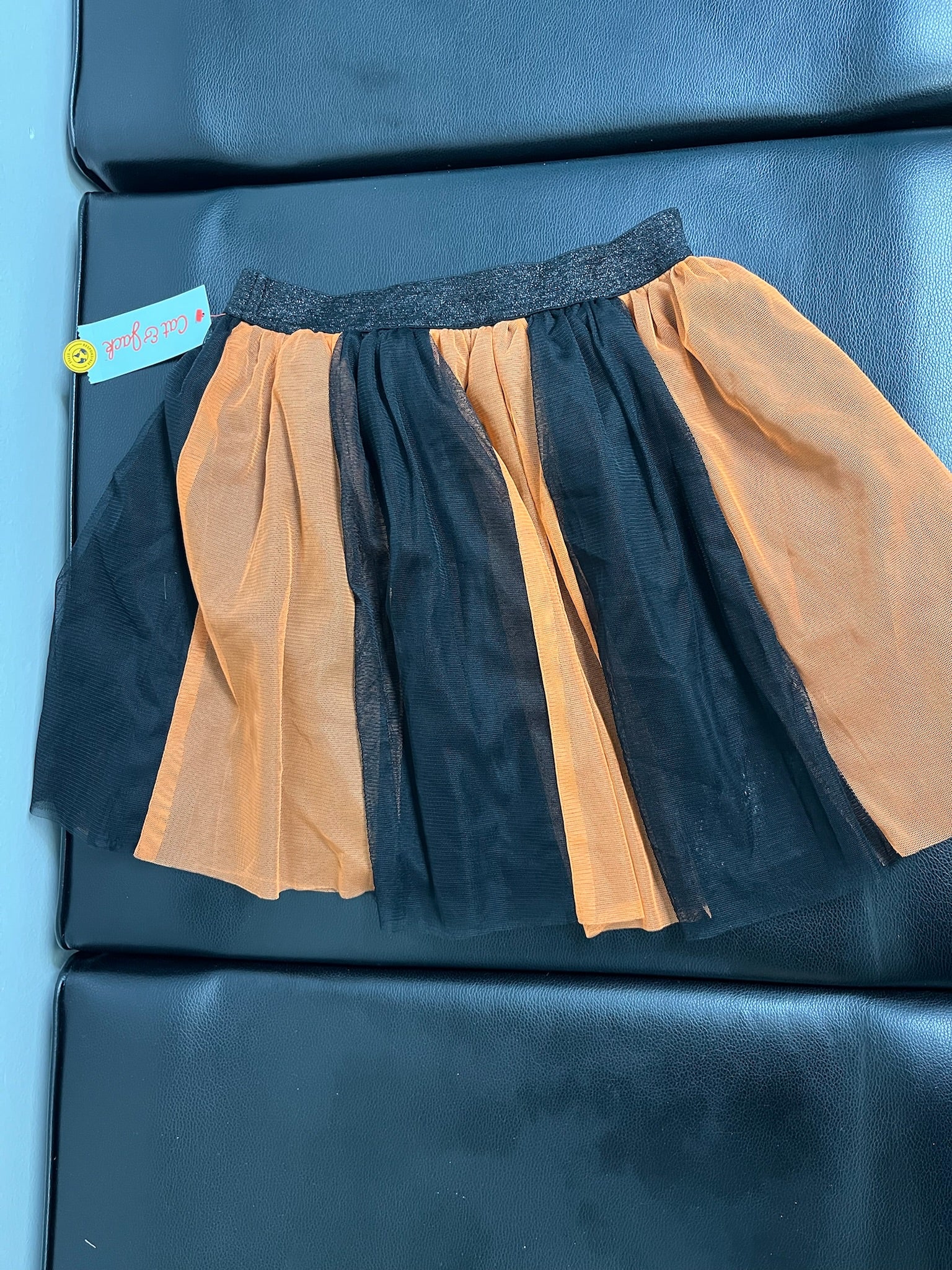 Girls Black & Orange Striped Skirt image 2