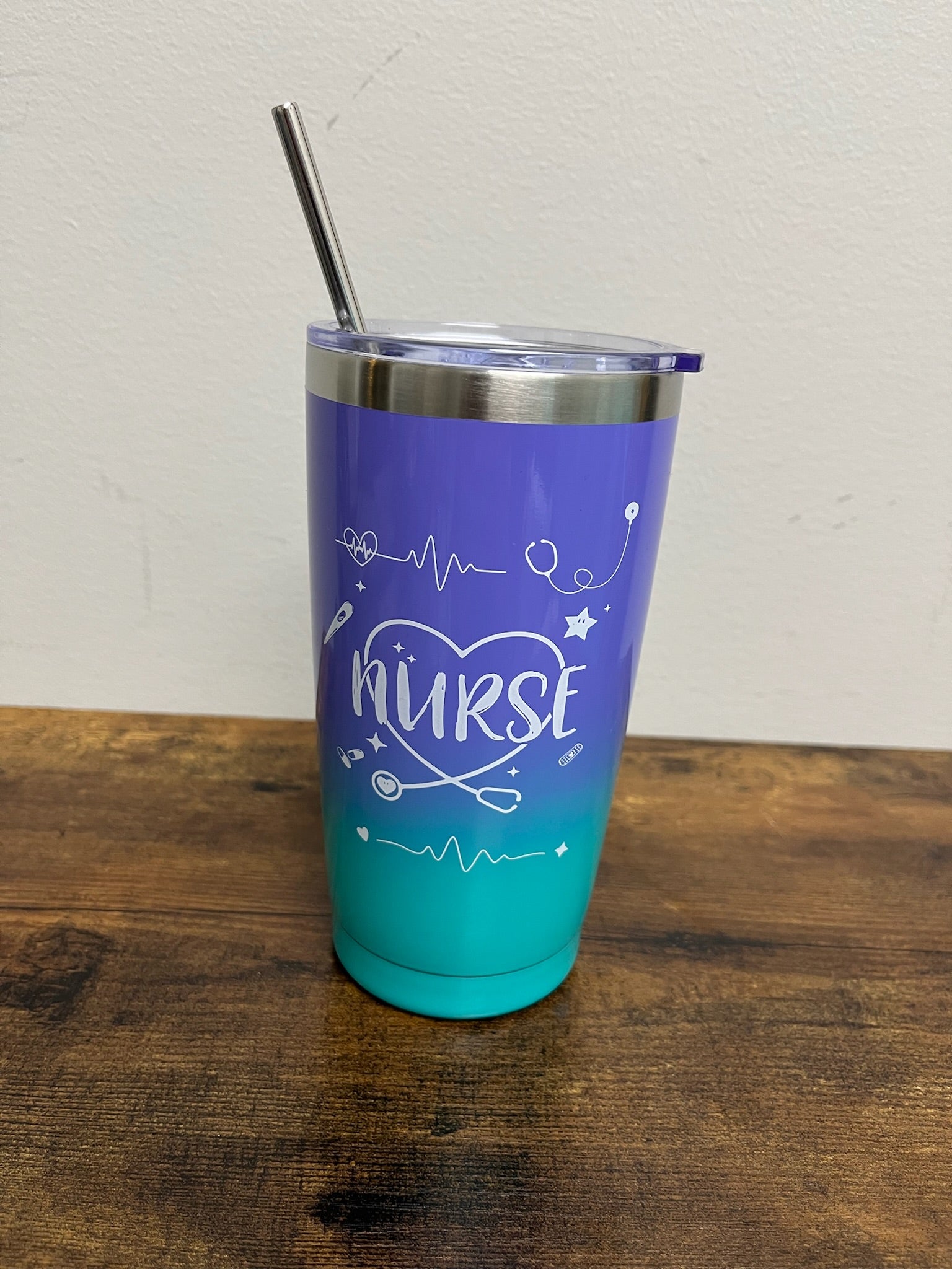 New Three Piece Nurse Thermos Cup, Straw & Lid Set