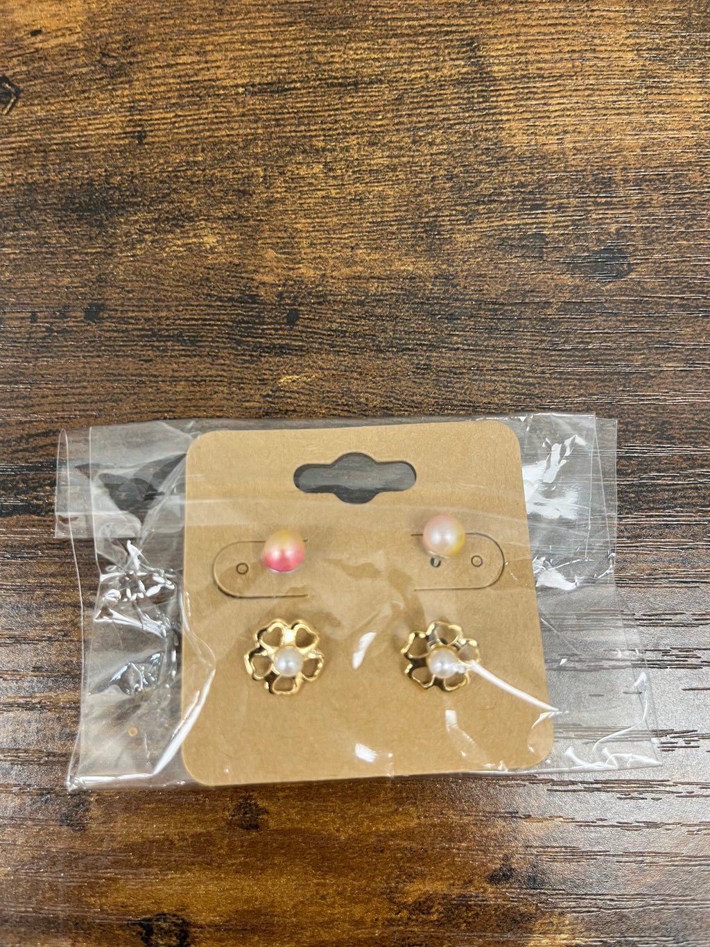 New Flower and Pink Stud Earring Set