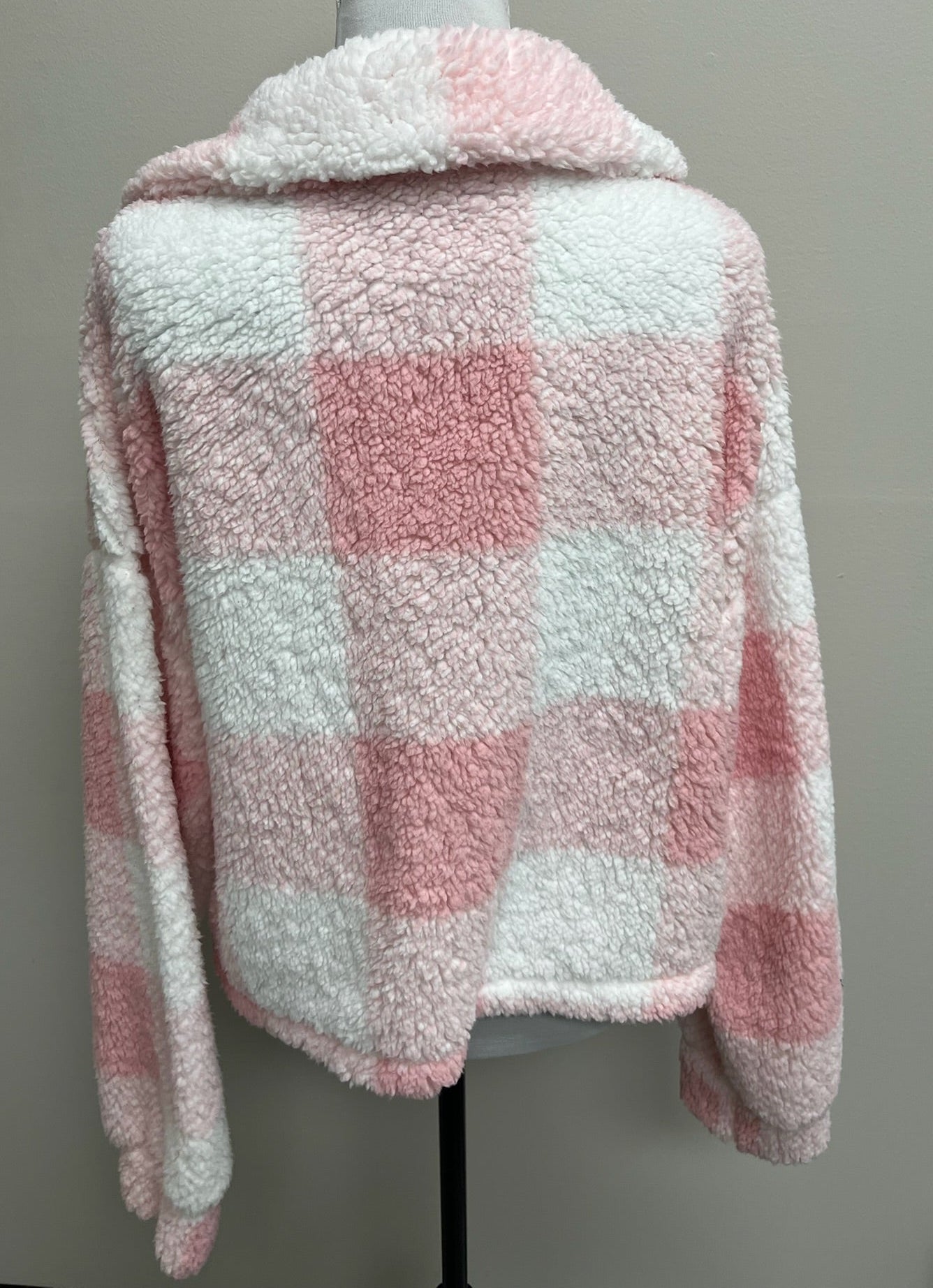 Used Women’s Pink Flannel Sherpa Sweater Shirt