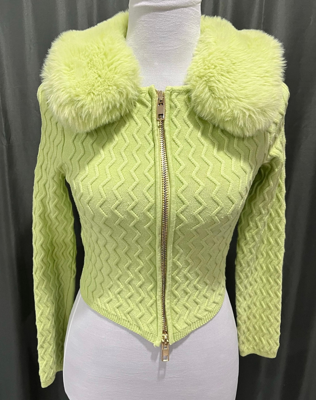 Green Knitted Sweater With Attached Scarf image 0