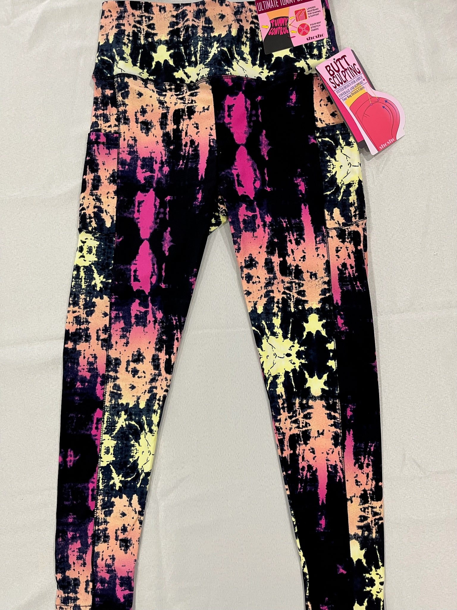 Women’s Yellow Pink Tie Dye Athletic Set image 1