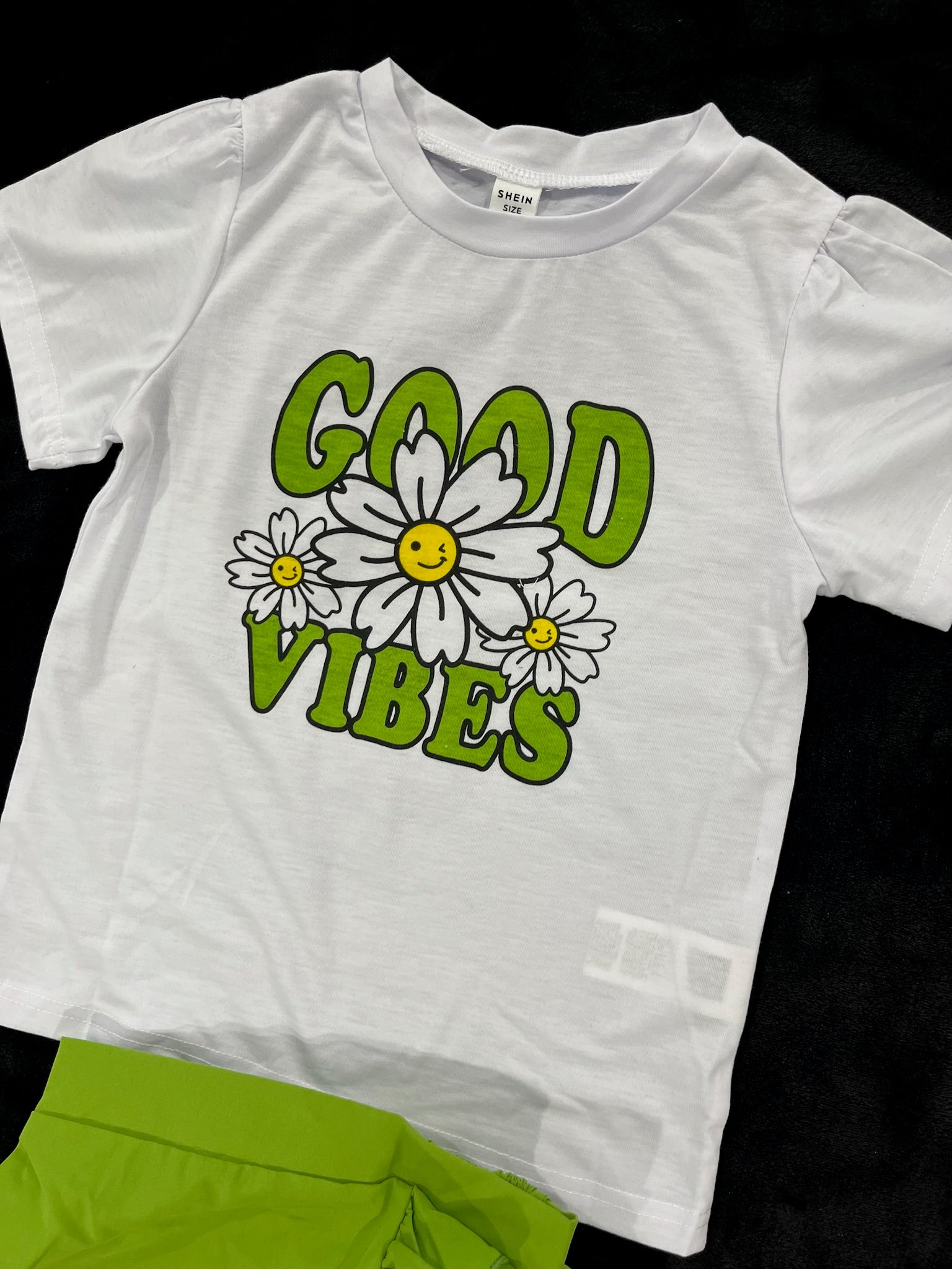 Two Piece Girls Good Vibes Shirt & Skirt Set image 1