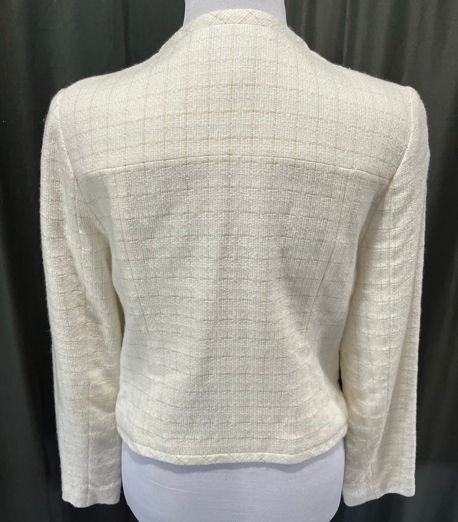 White & Gold Zip Up Suit Jacket image 2