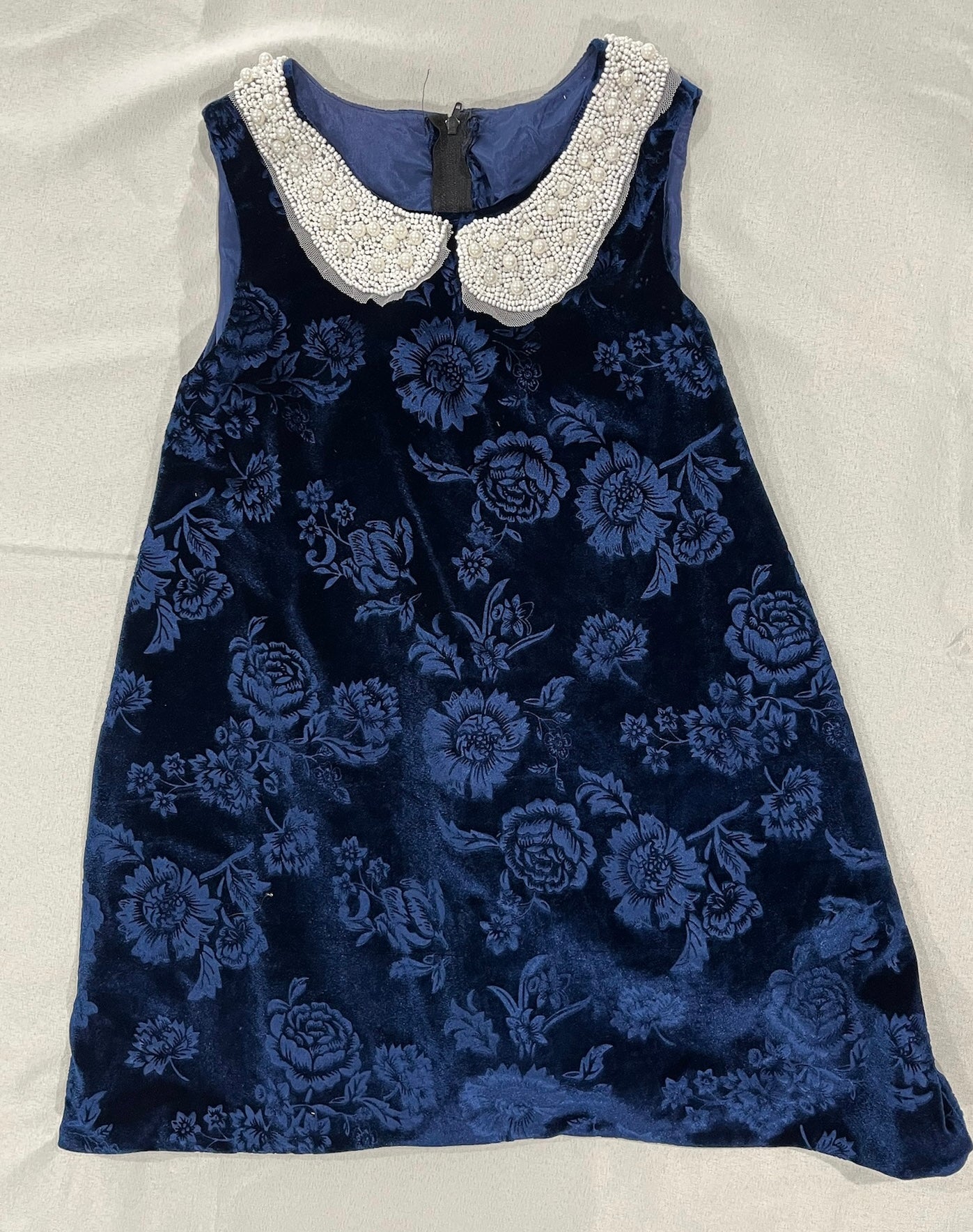 Navy Blue Dress With Beaded Collar image 0