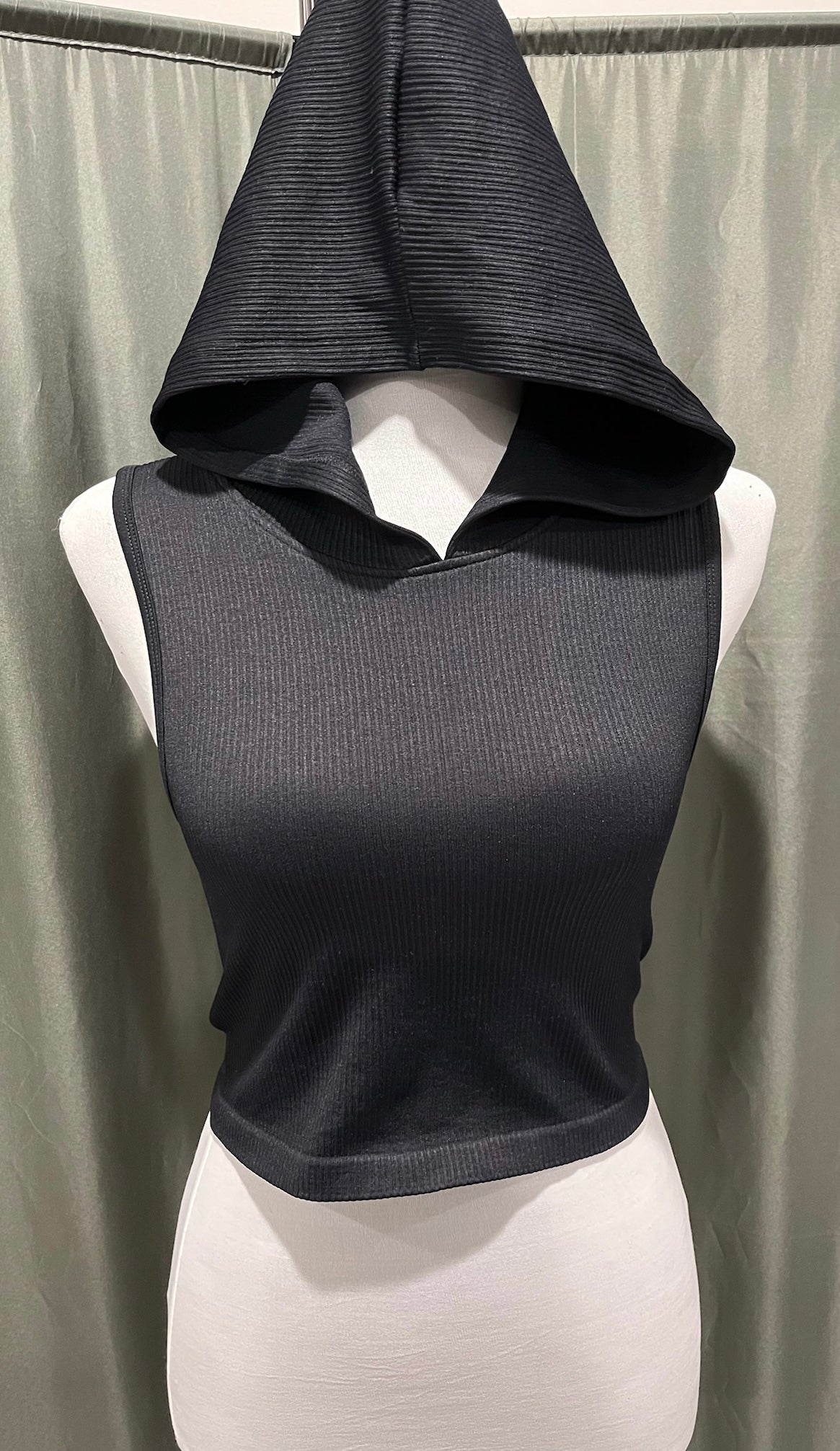 Black Crop Top Tank With Hoodie image 0