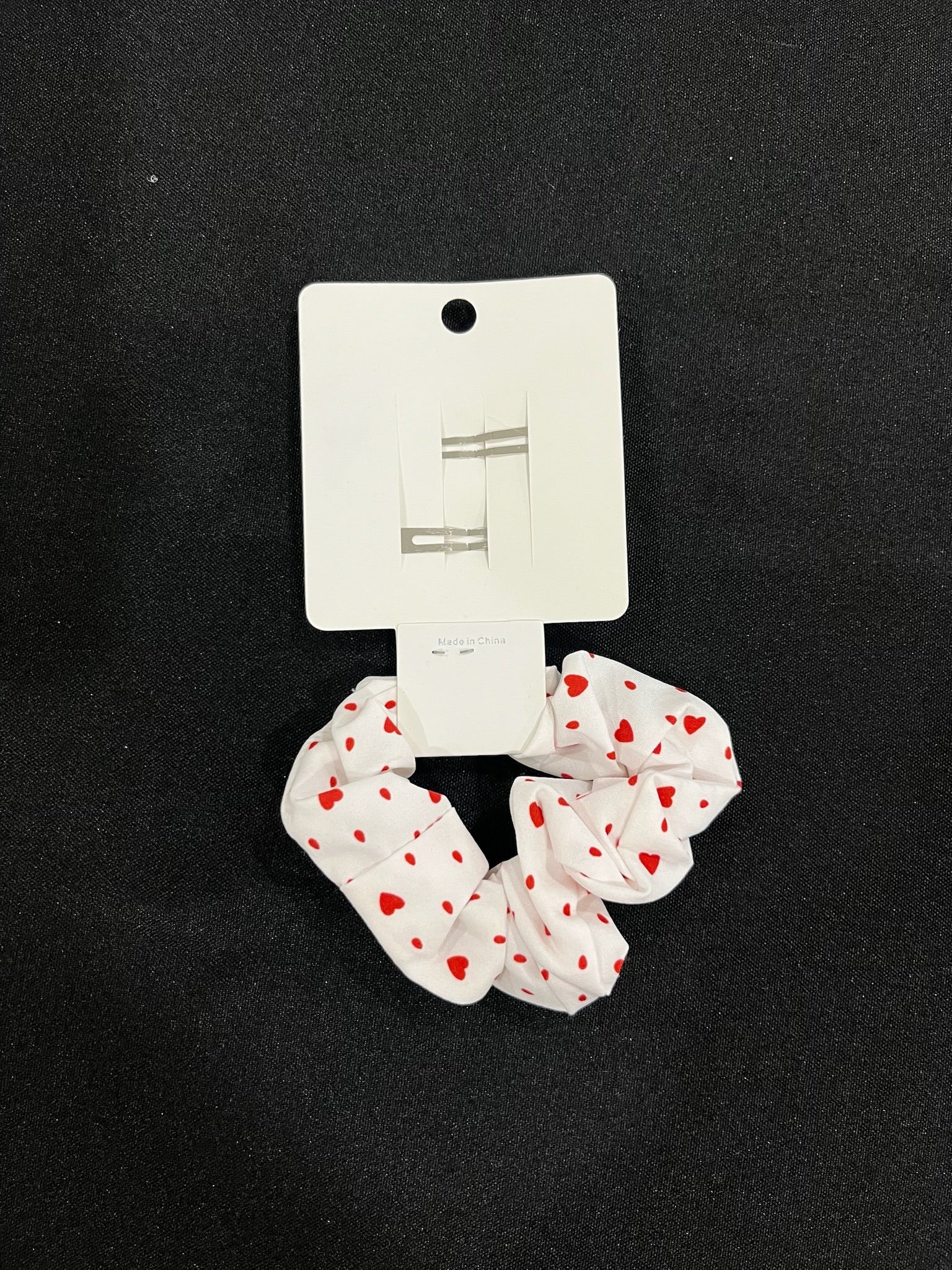 3 Piece White Heart Clips & Scrunchie Set image 1