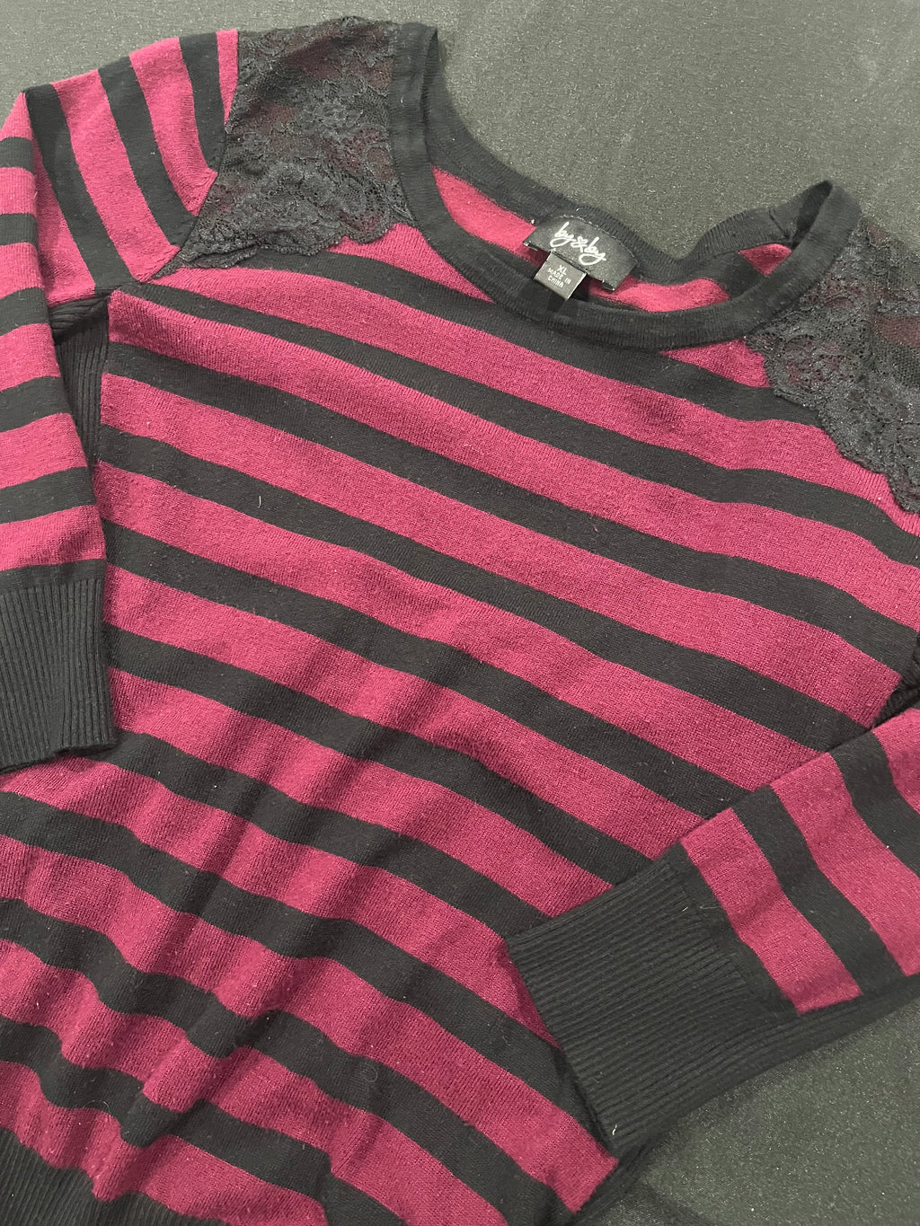 Burgundy Striped Long Sleeve image 1