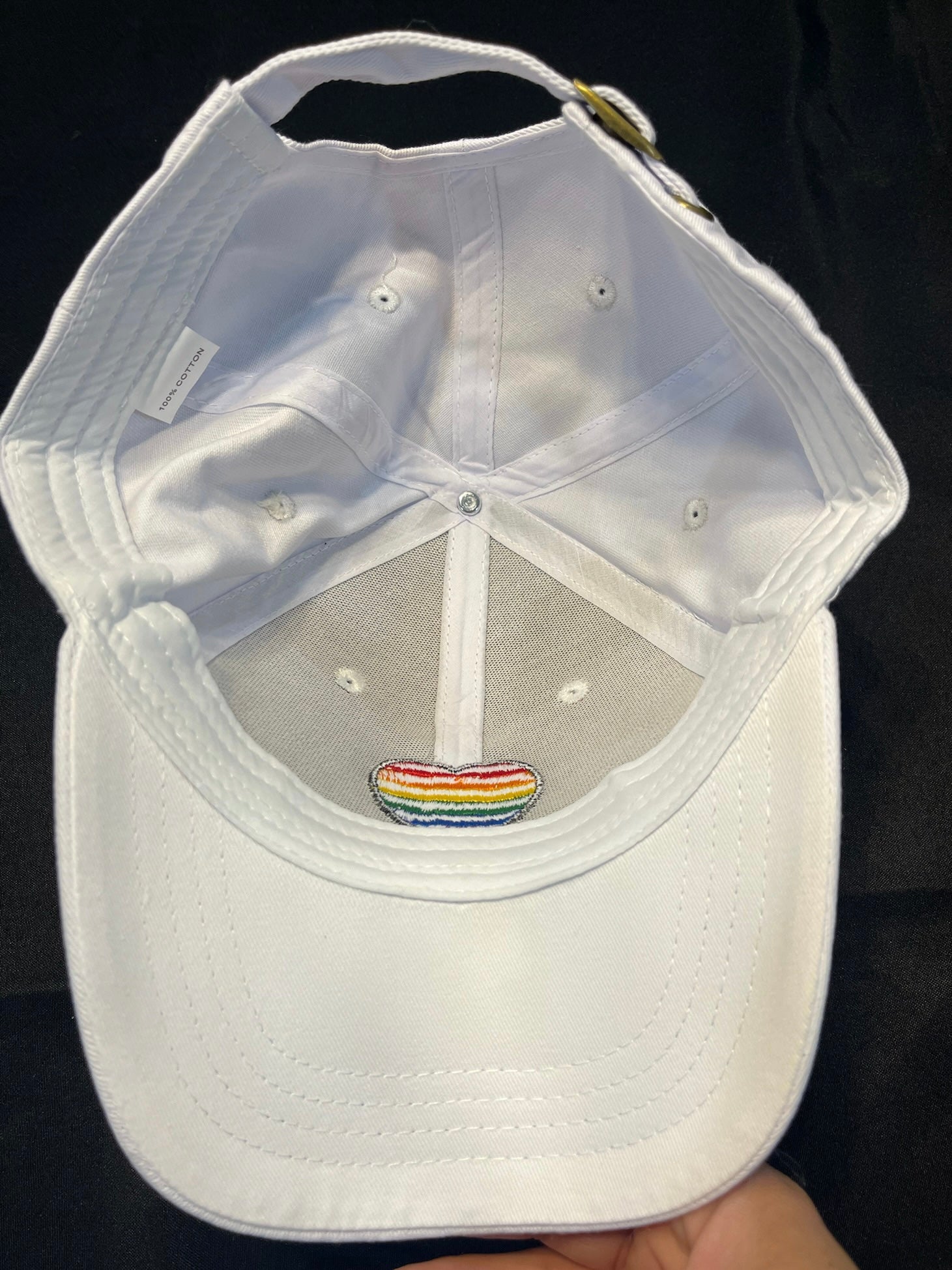 Unisex White Rainbow Heart Hat image 2